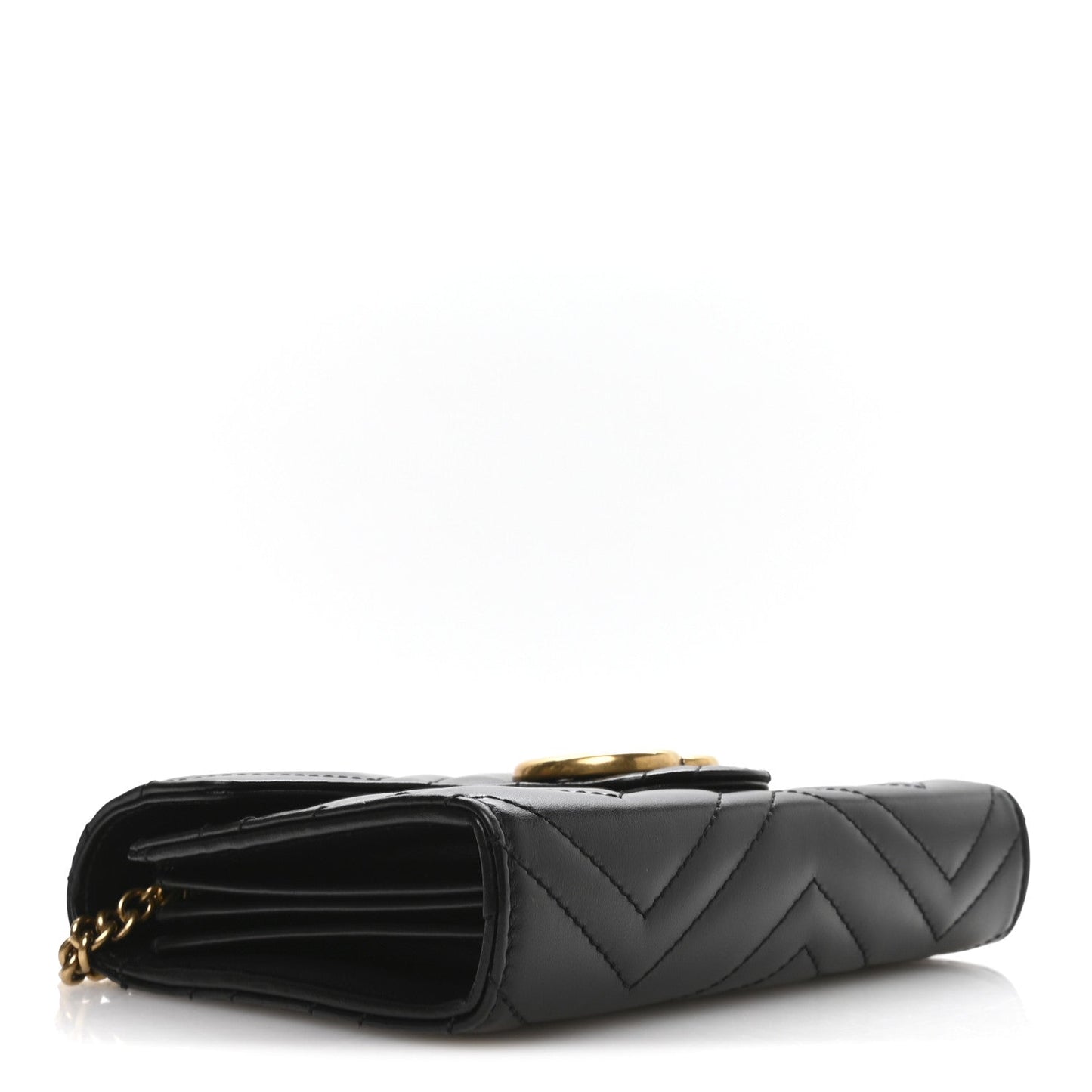 Calfskin Matelasse GG Marmont Chain Wallet Black
