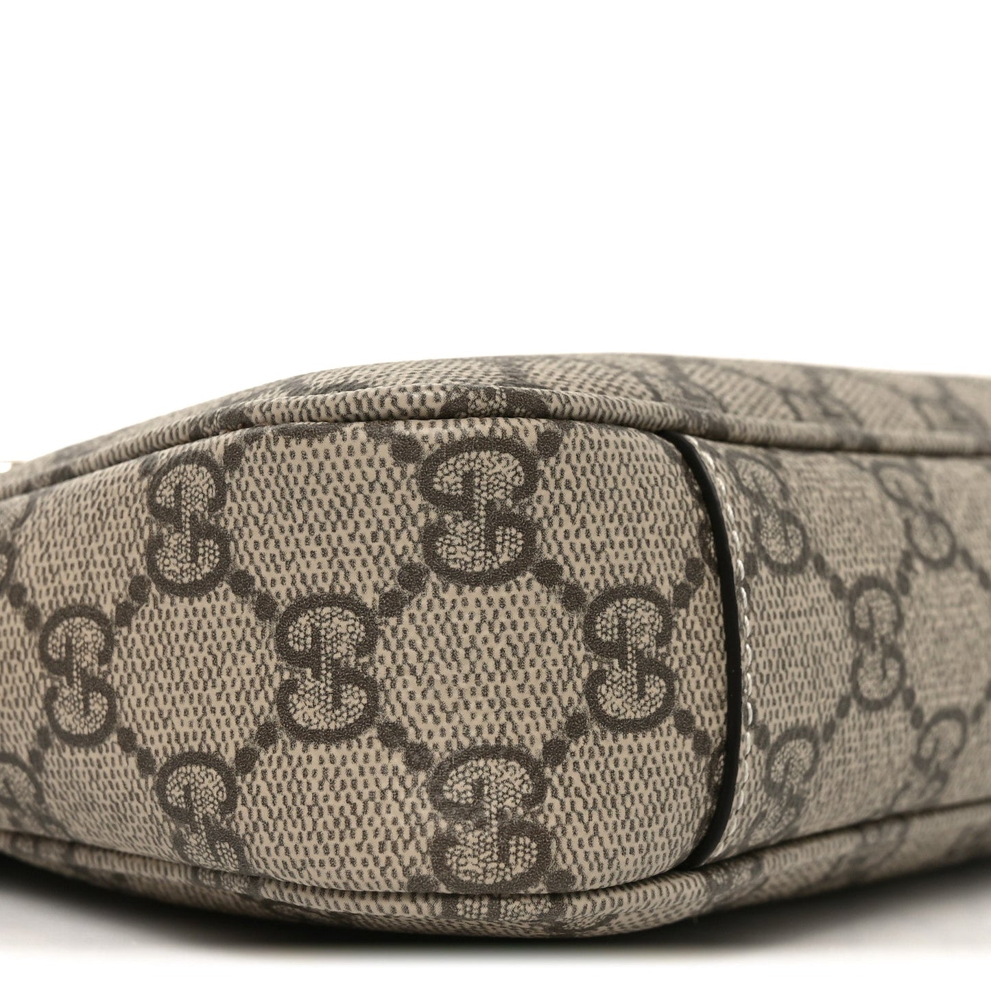 GG Supreme Monogram Textured Calfskin Small Emblem Shoulder Bag Beige Dark Brown