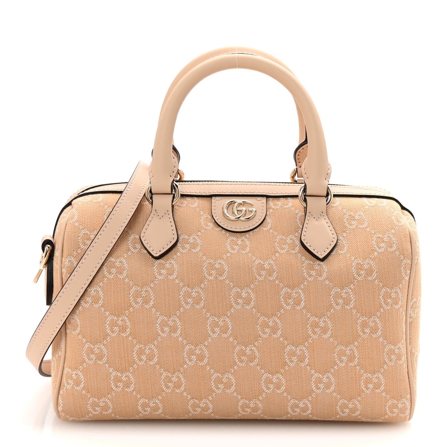 Summer Denim Calfskin GG Monogram Small Ophidia Top Handle Bag Souffle Rose