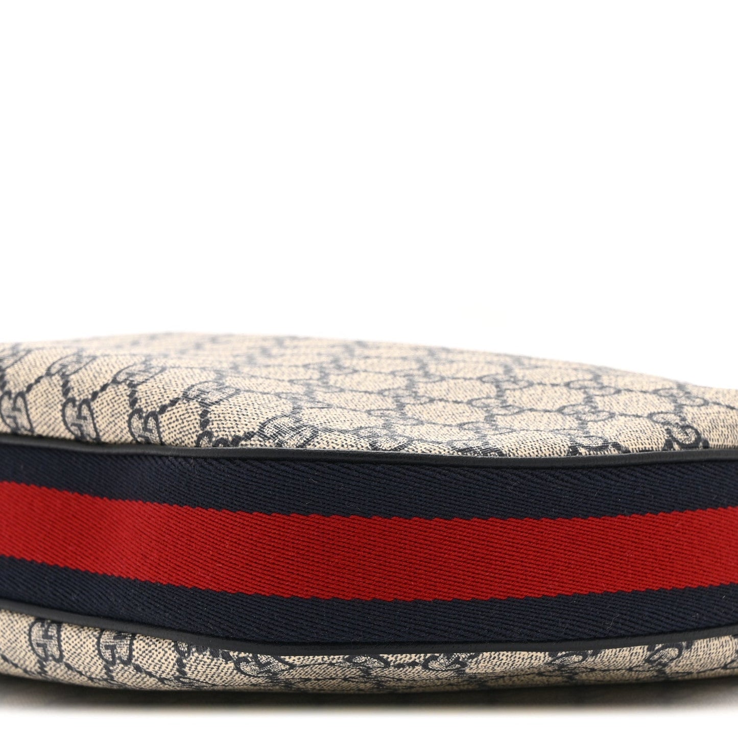 GG Supreme Monogram Textured Calfskin Web Small Attache Shoulder Bag Beige Blue