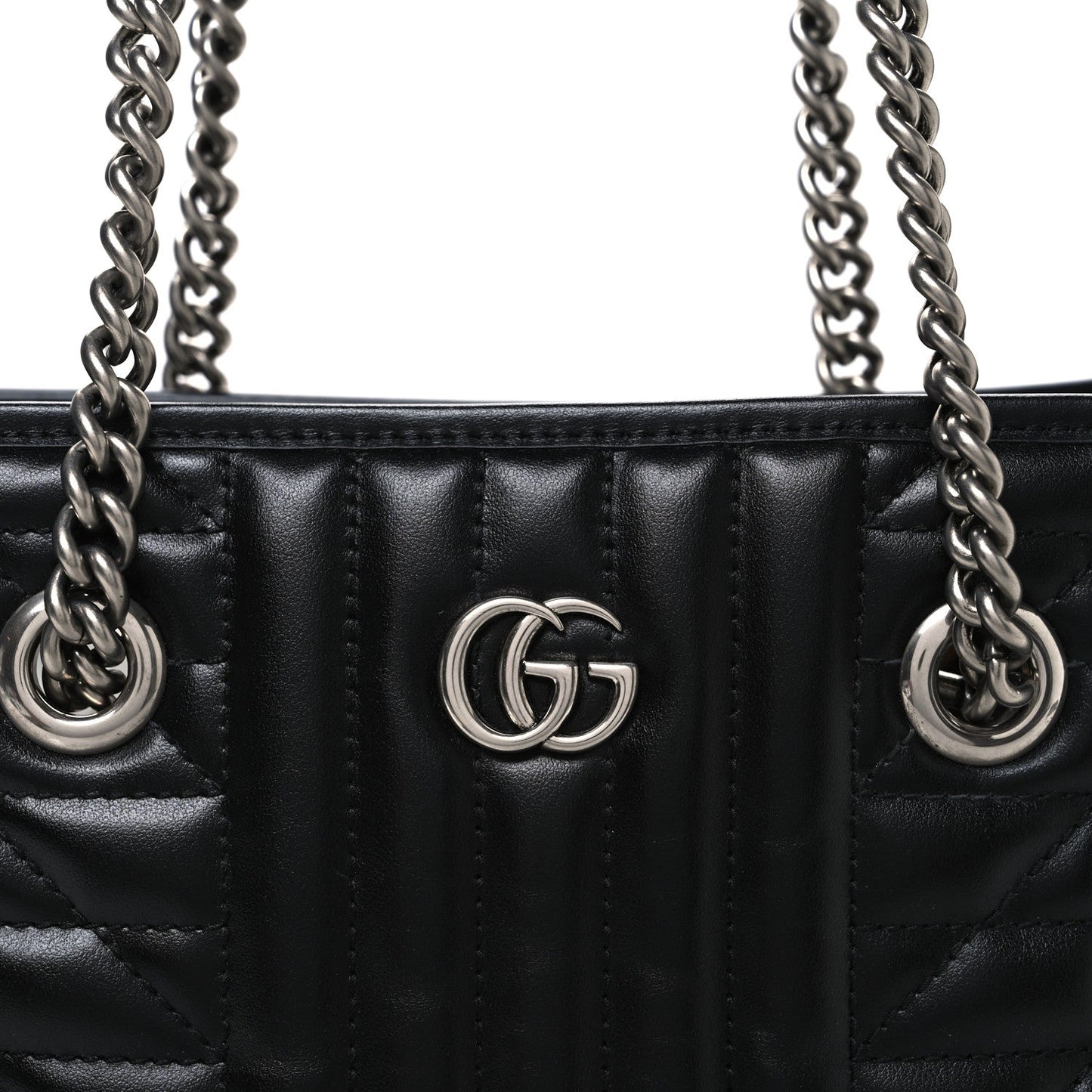 Calfskin Matelasse Aria Small GG Marmont Shoulder Tote Black