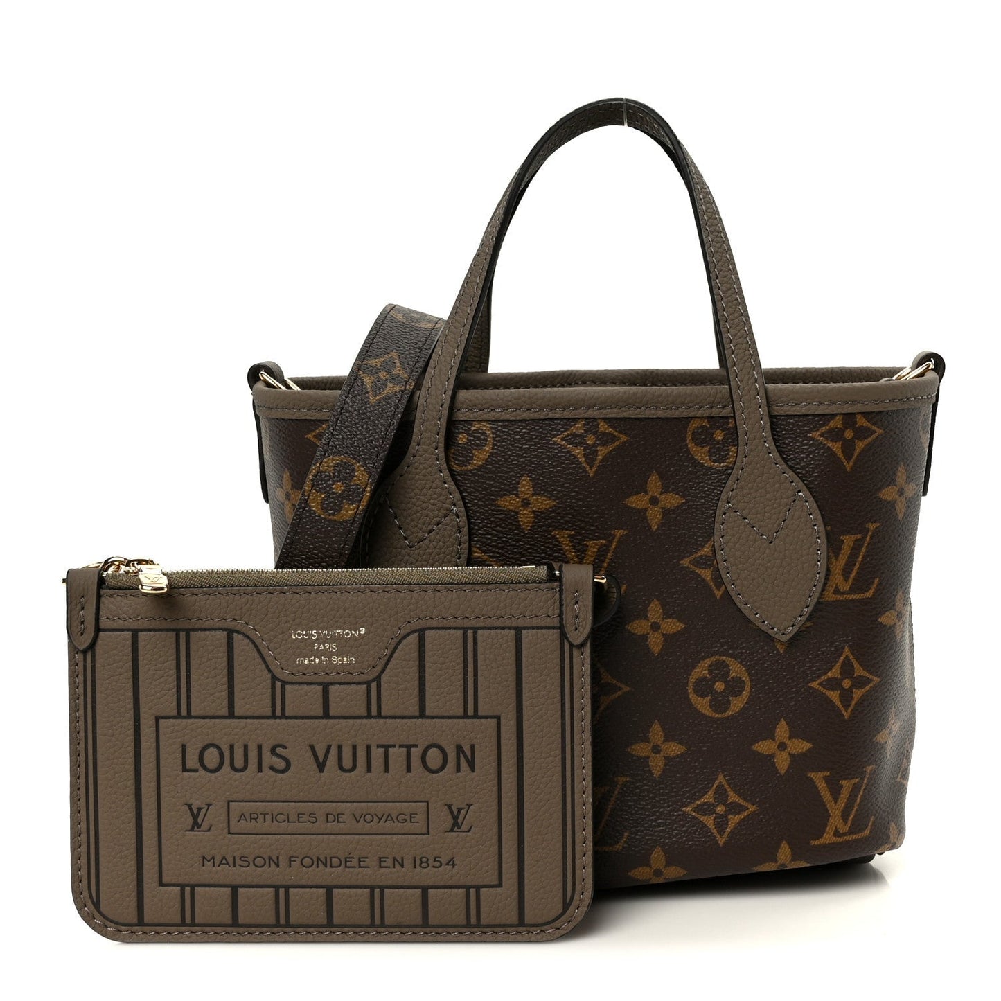 Monogram Neverfull Inside Out Bandouliere BB Dark Fango