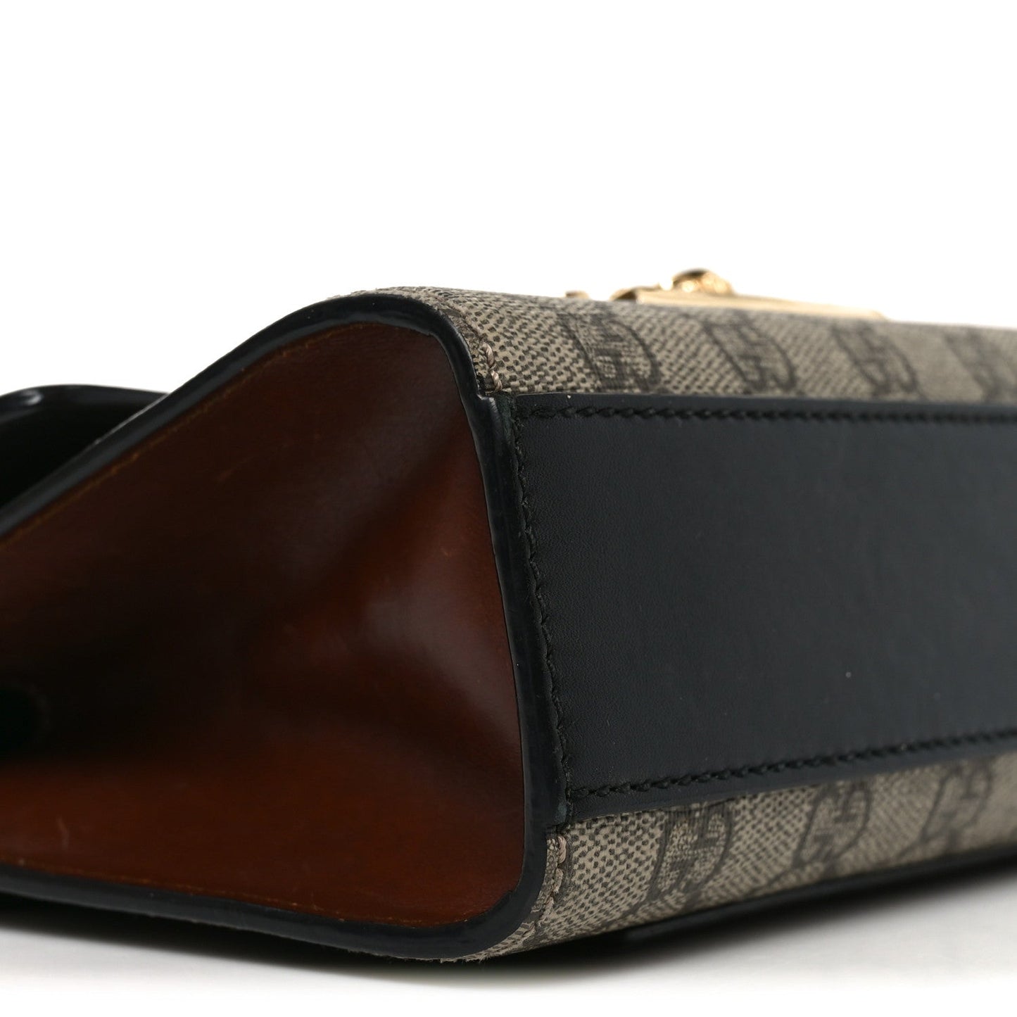 GG Supreme Monogram Calfskin Small Padlock Shoulder Bag Beige Black Cuir