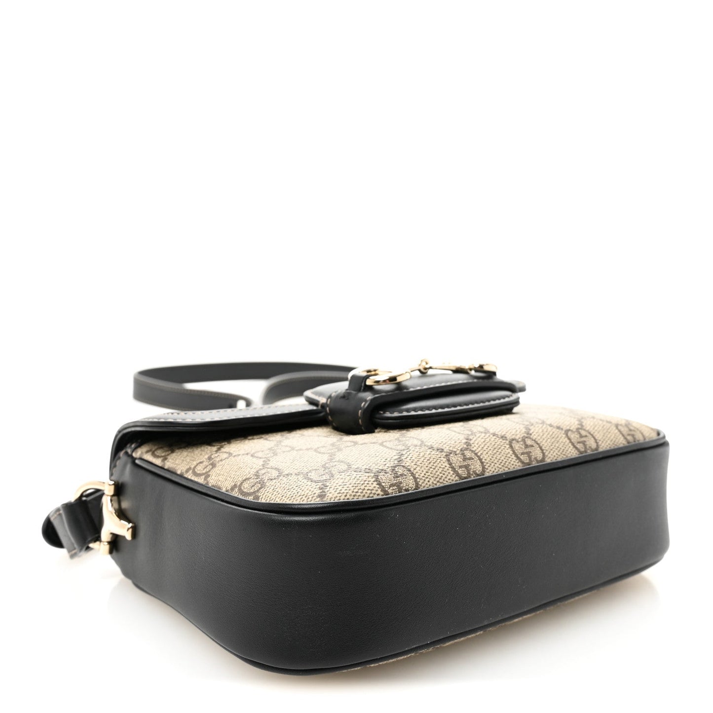 GG Supreme Monogram Horsebit 1955 Soft Small Shoulder Bag Beige Black