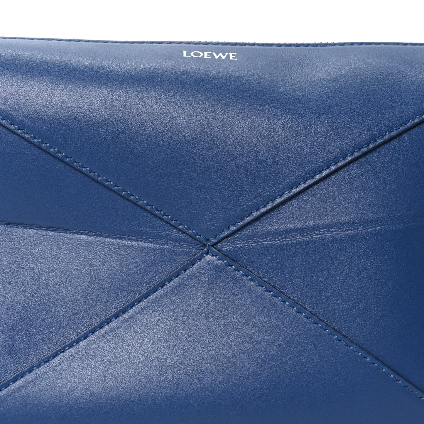 Calfskin Puzzle Fold Wash Bag Blue