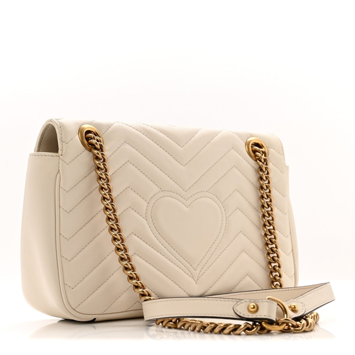 Calfskin Matelasse Small GG Marmont Shoulder Bag White