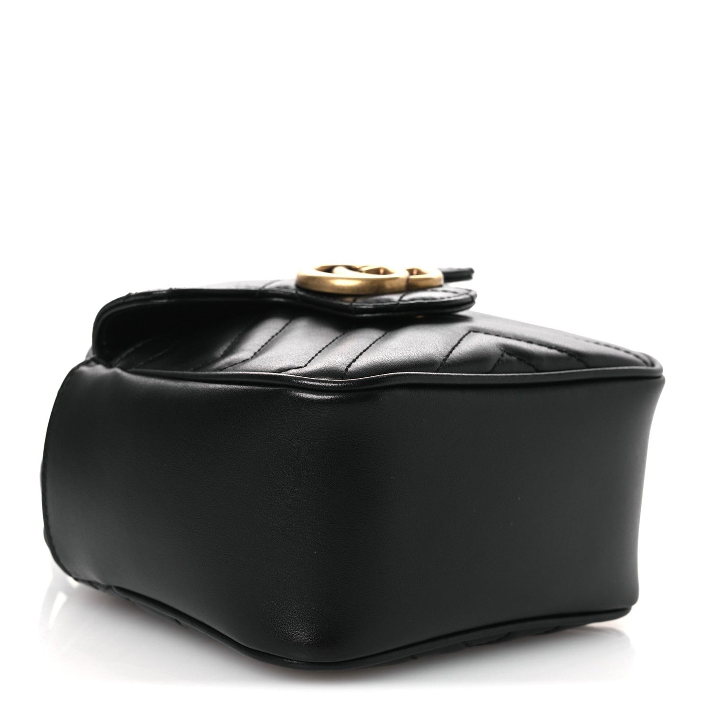 Calfskin Matelasse Front Pocket Mini GG Marmont Bucket Bag Black