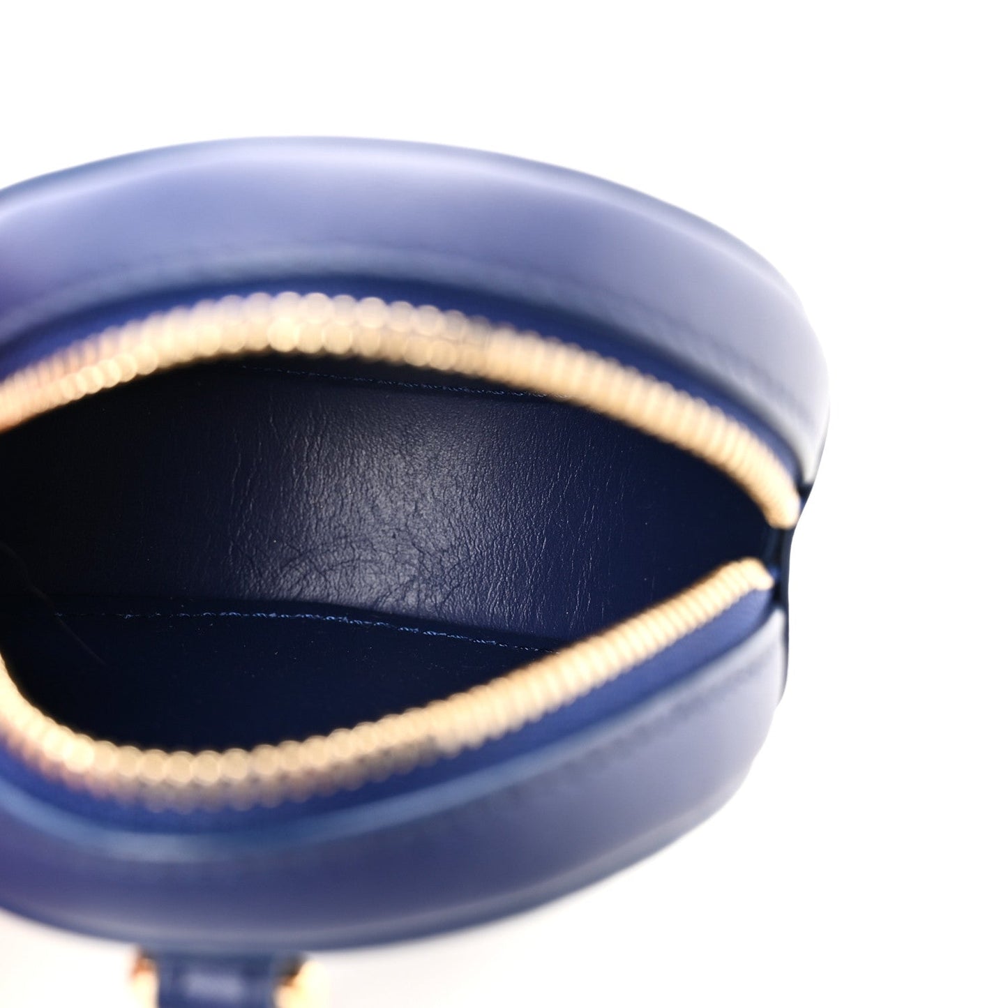 Calfskin Inflated Anagram Cookie Zip Coin Case Blue