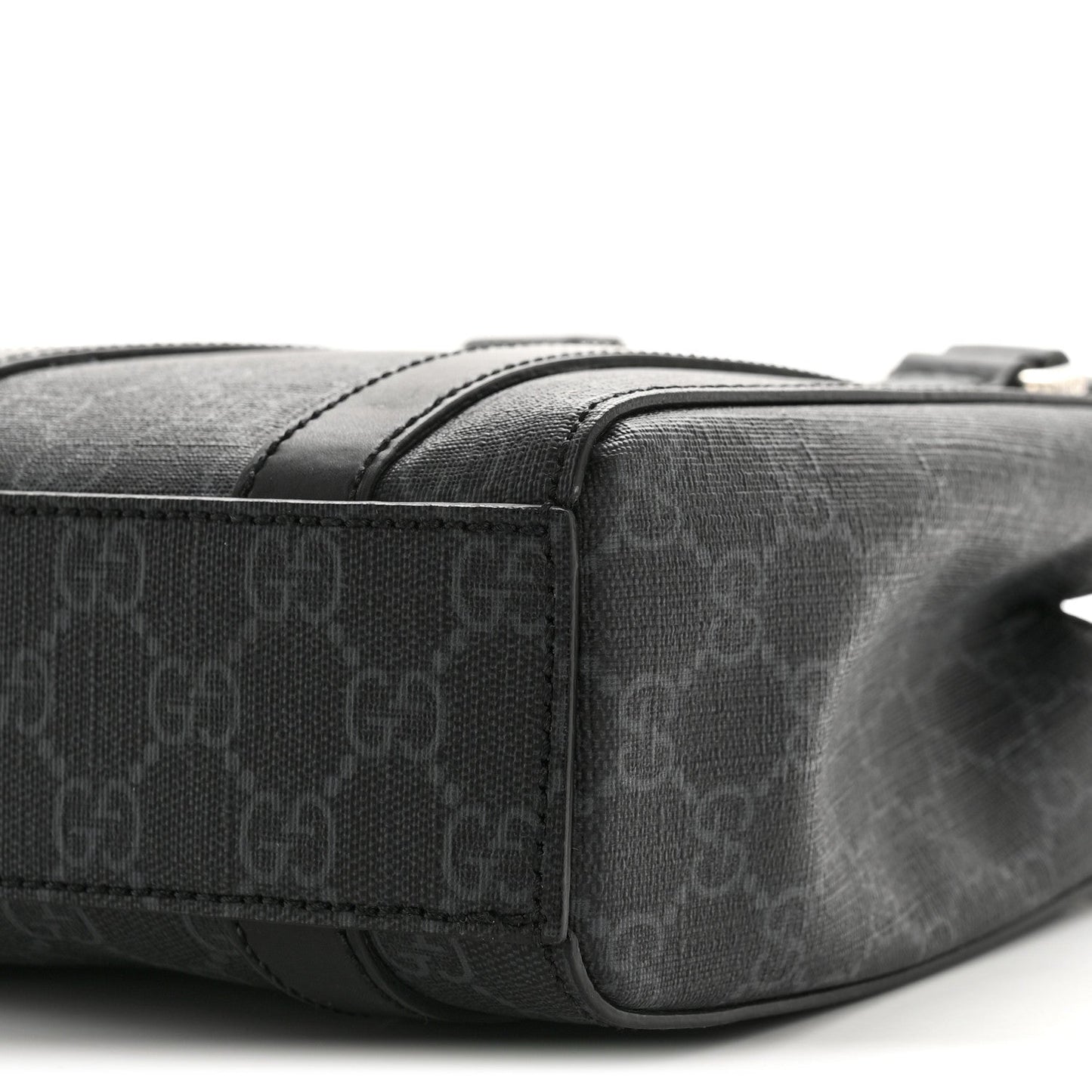 GG Supreme Monogram Appia Calfskin Web Mini Tote Bag Black