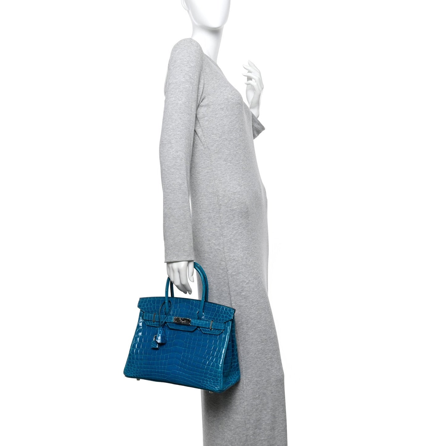 Shiny Niloticus Crocodile Birkin 30 Bleu Izmir