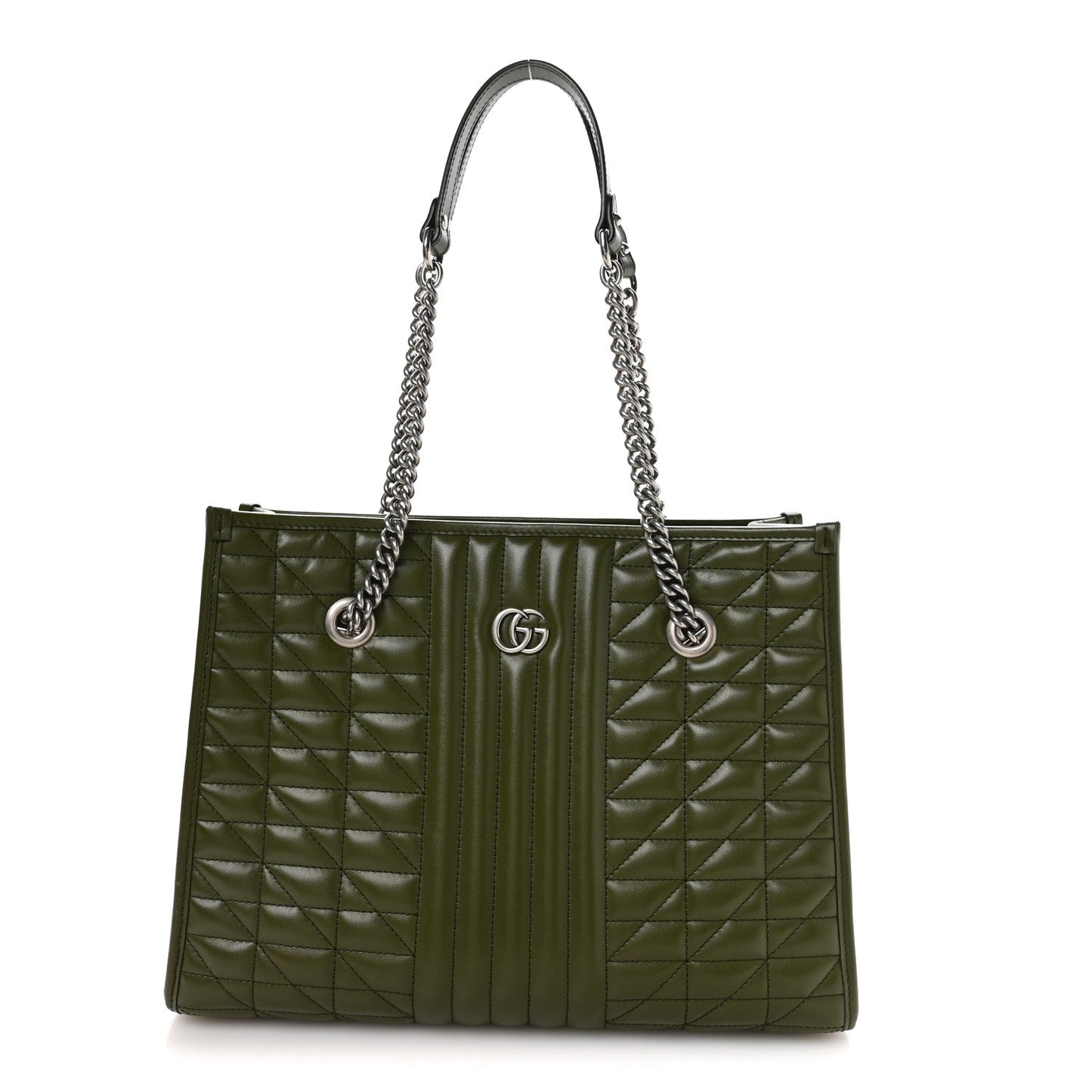 Calfskin Matelasse Aria Medium GG Marmont Shoulder Tote Military Wood