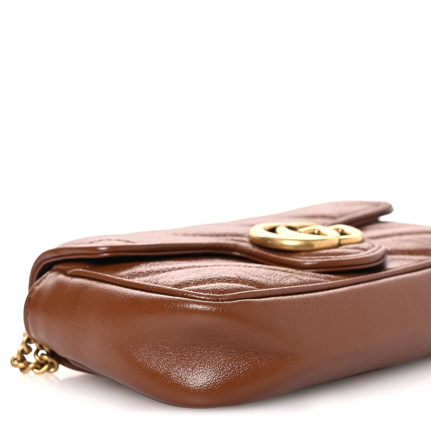 Azalea Calfskin Matelasse Diagonal Super Mini GG Marmont Shoulder Bag Cuir