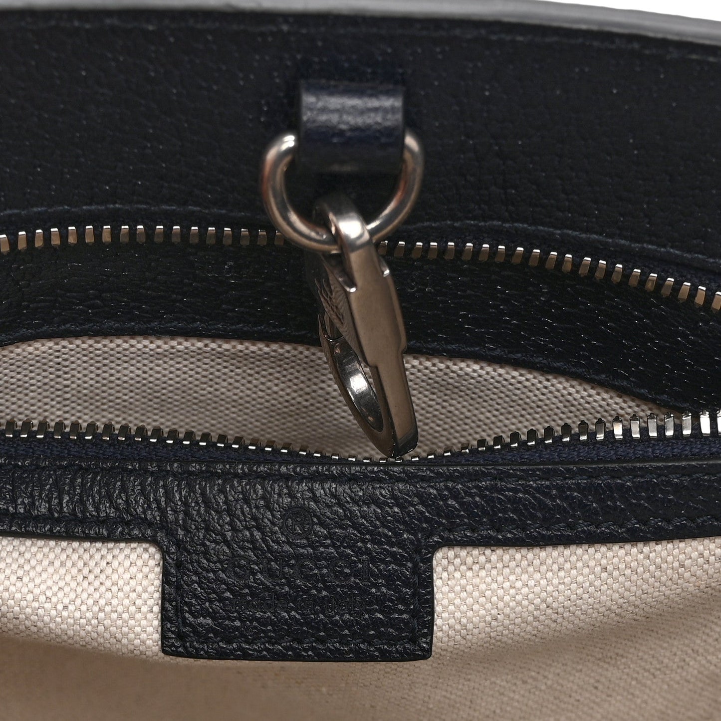 GG Supreme Monogram Textured Dollar Calfskin Small Retro Interlocking G Tote Bag Beige Blue