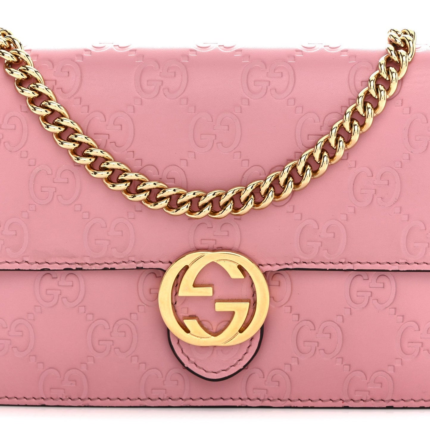 Guccissima Icon Chain Wallet Carmine Rose