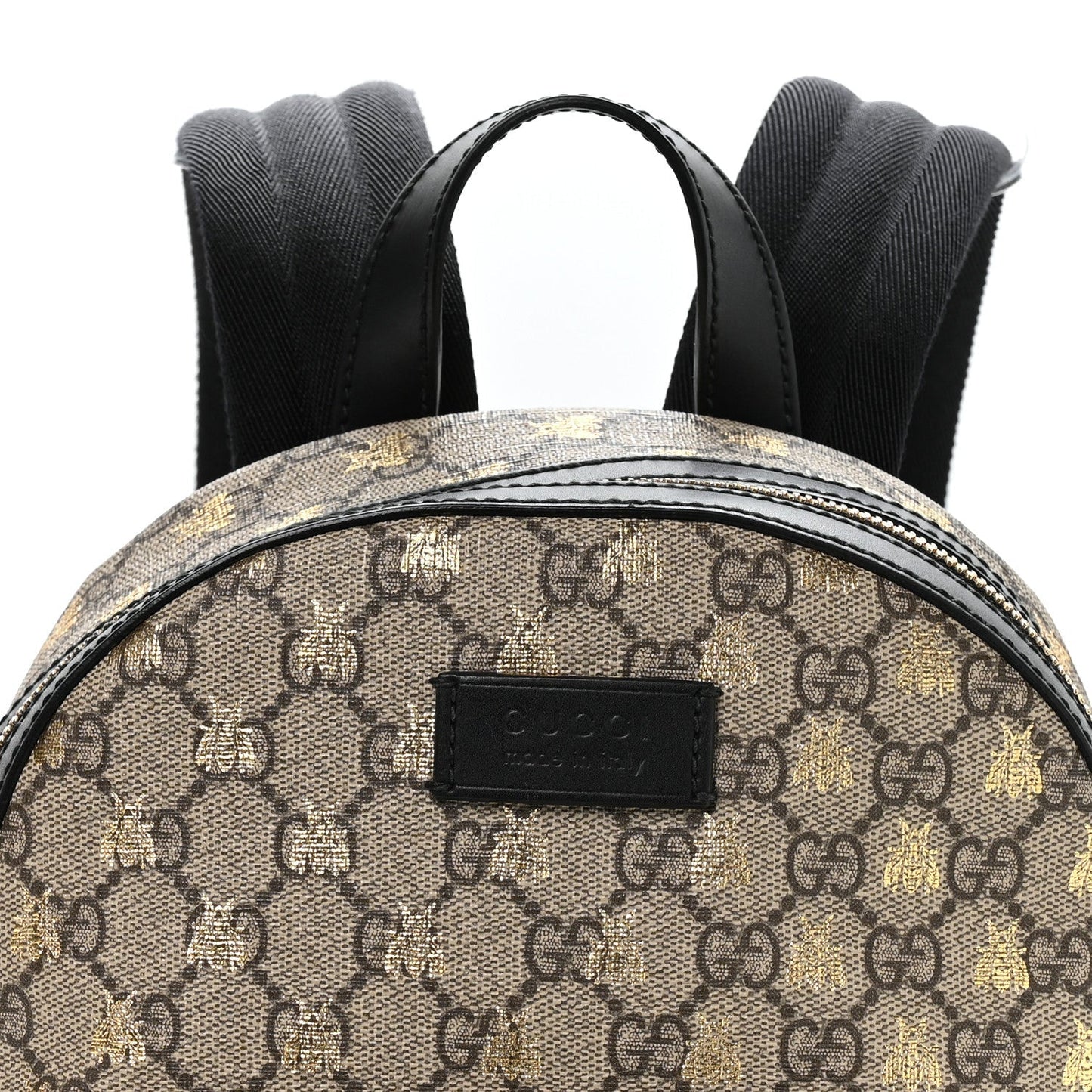 GG Supreme Monogram Bees Print Small Day Backpack Beige Oro Black
