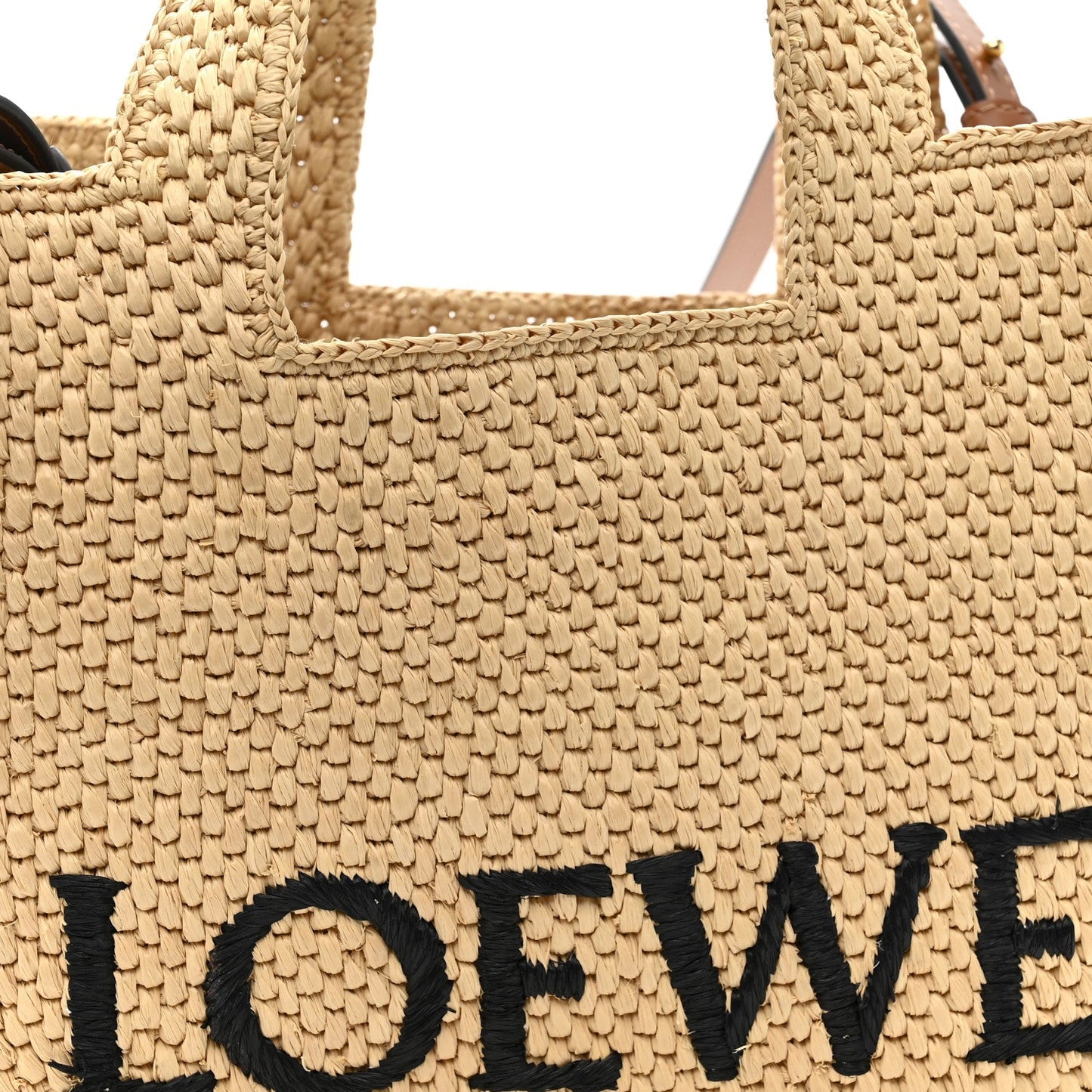 X PAULA'S IBIZA Raffia Font Tote Natural Tan