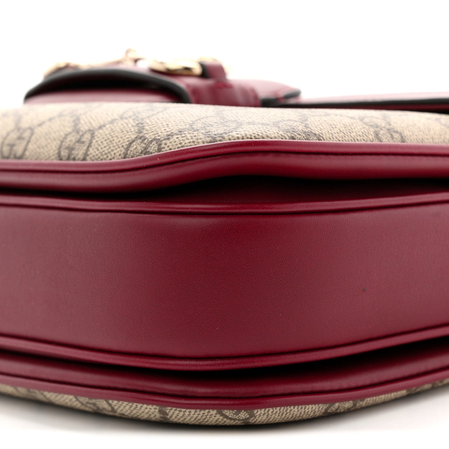 GG Supreme Monogram Horsebit 1955 Soft Small Shoulder Bag Beige Ebony Rosso Ancora
