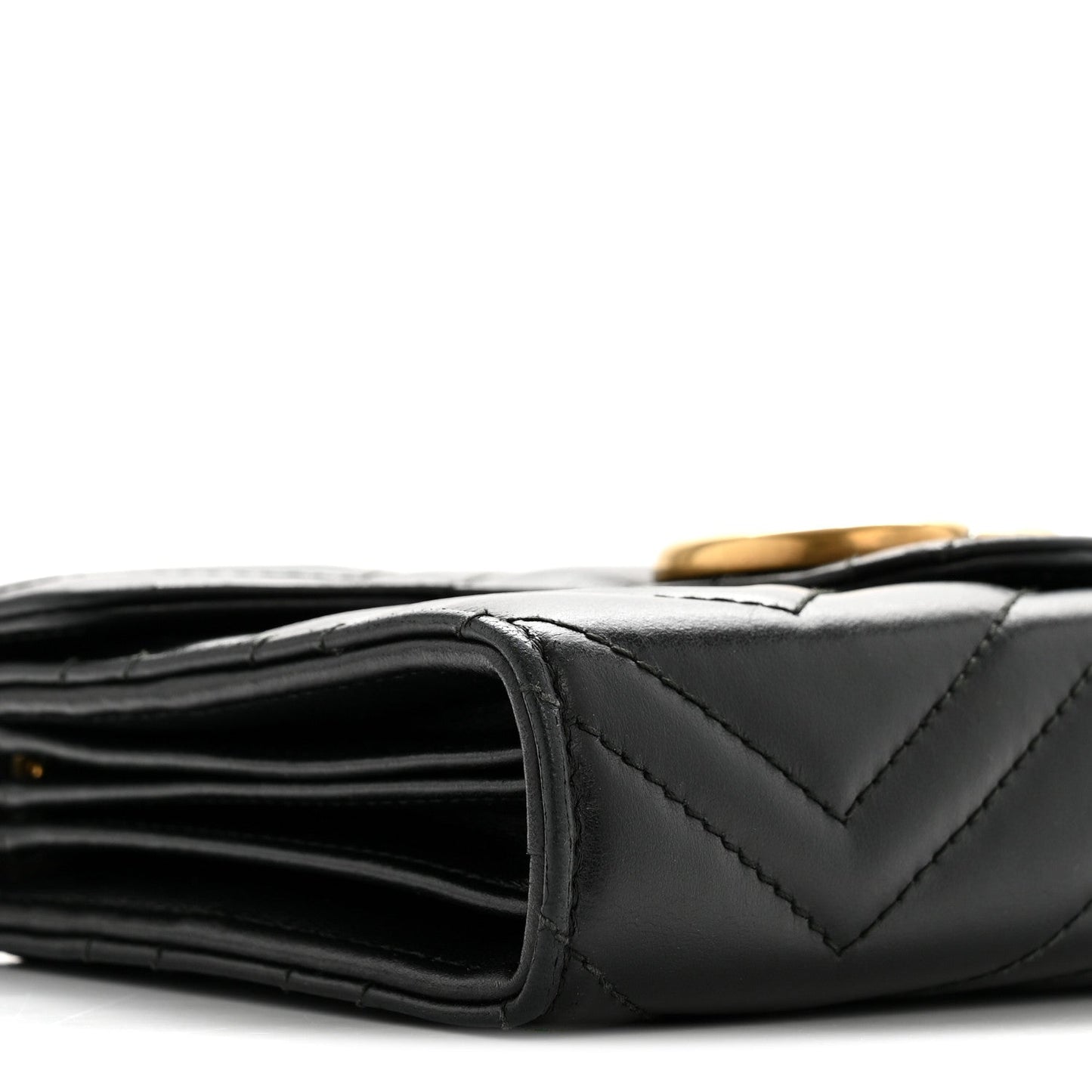 Calfskin Matelasse GG Marmont Chain Wallet Black