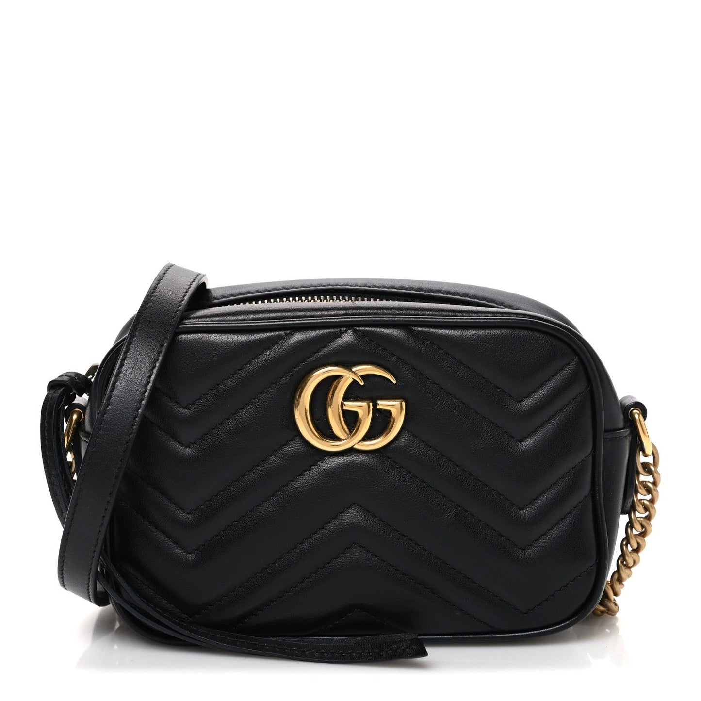 Calfskin Matelasse Mini GG Marmont Chain Shoulder Bag Black