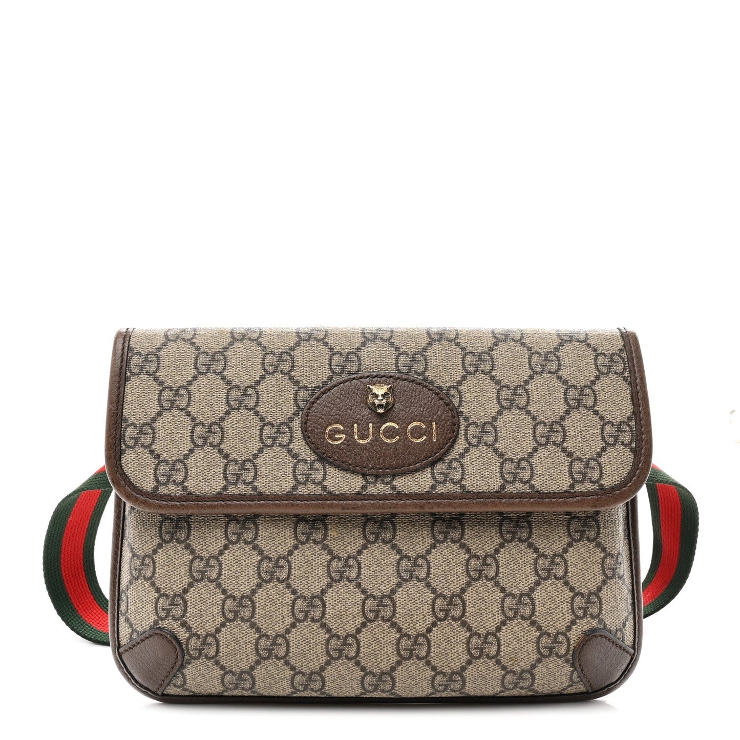 GG Supreme Monogram Neo Vintage Web Belt Bag Brown