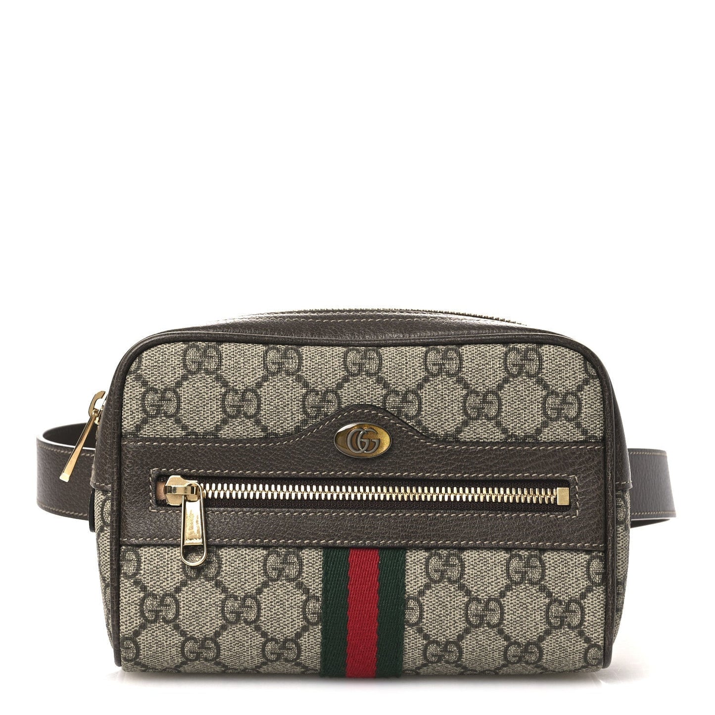 GG Supreme Monogram Web Small Ophidia Belt Bag 75 30 Dark Brown