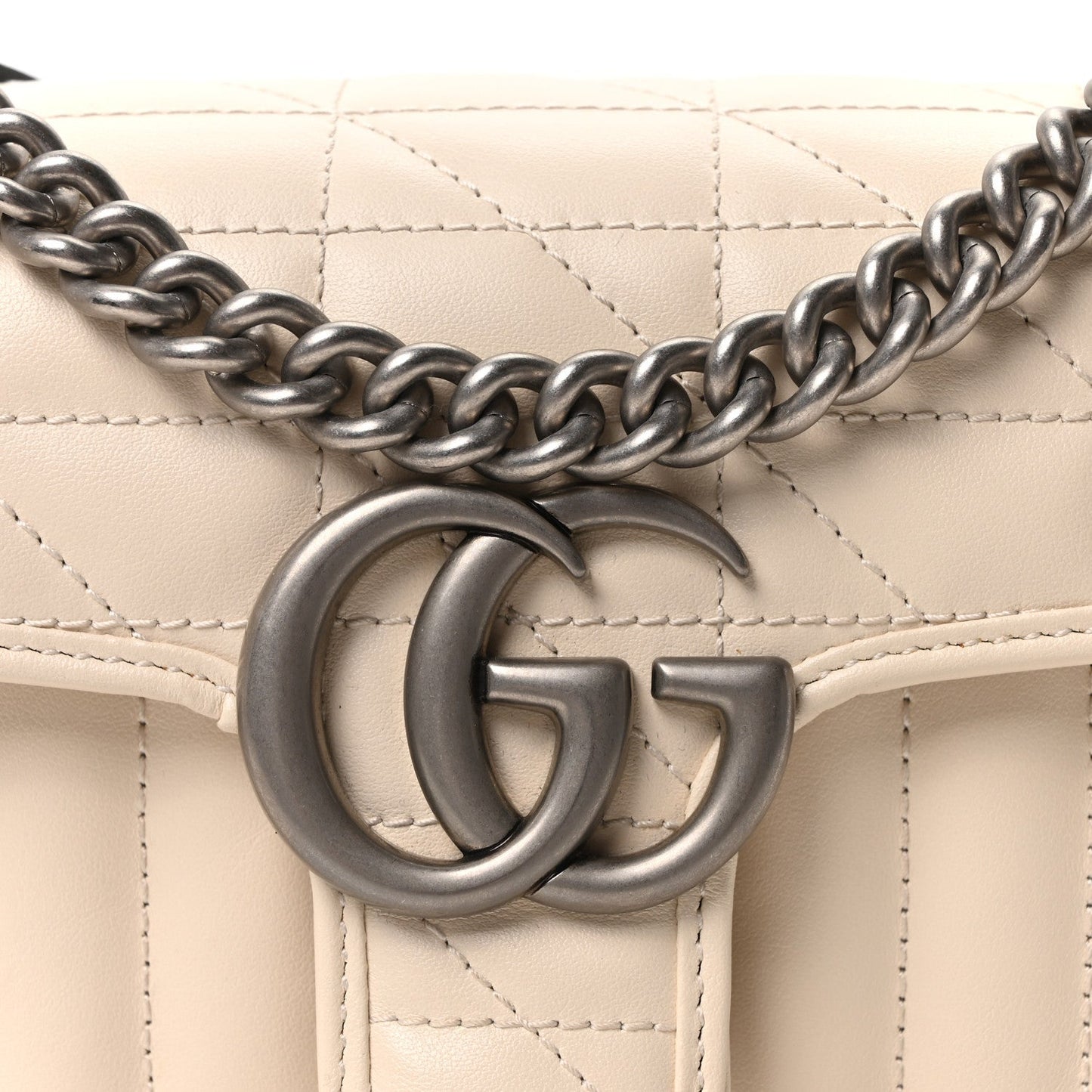 Calfskin Matelasse Aria Mini GG Marmont Shoulder Bag Mystic White