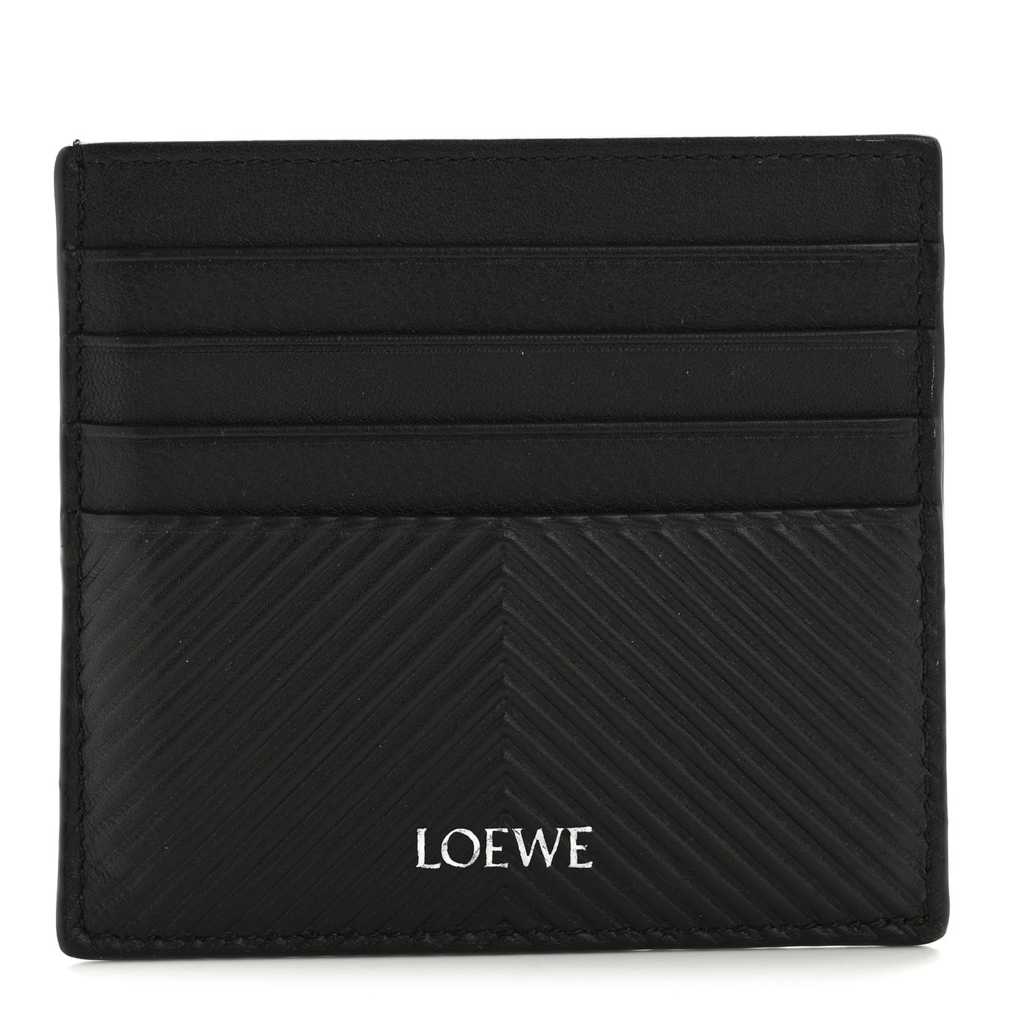 Textured Calfskin Plain Cardholder Black