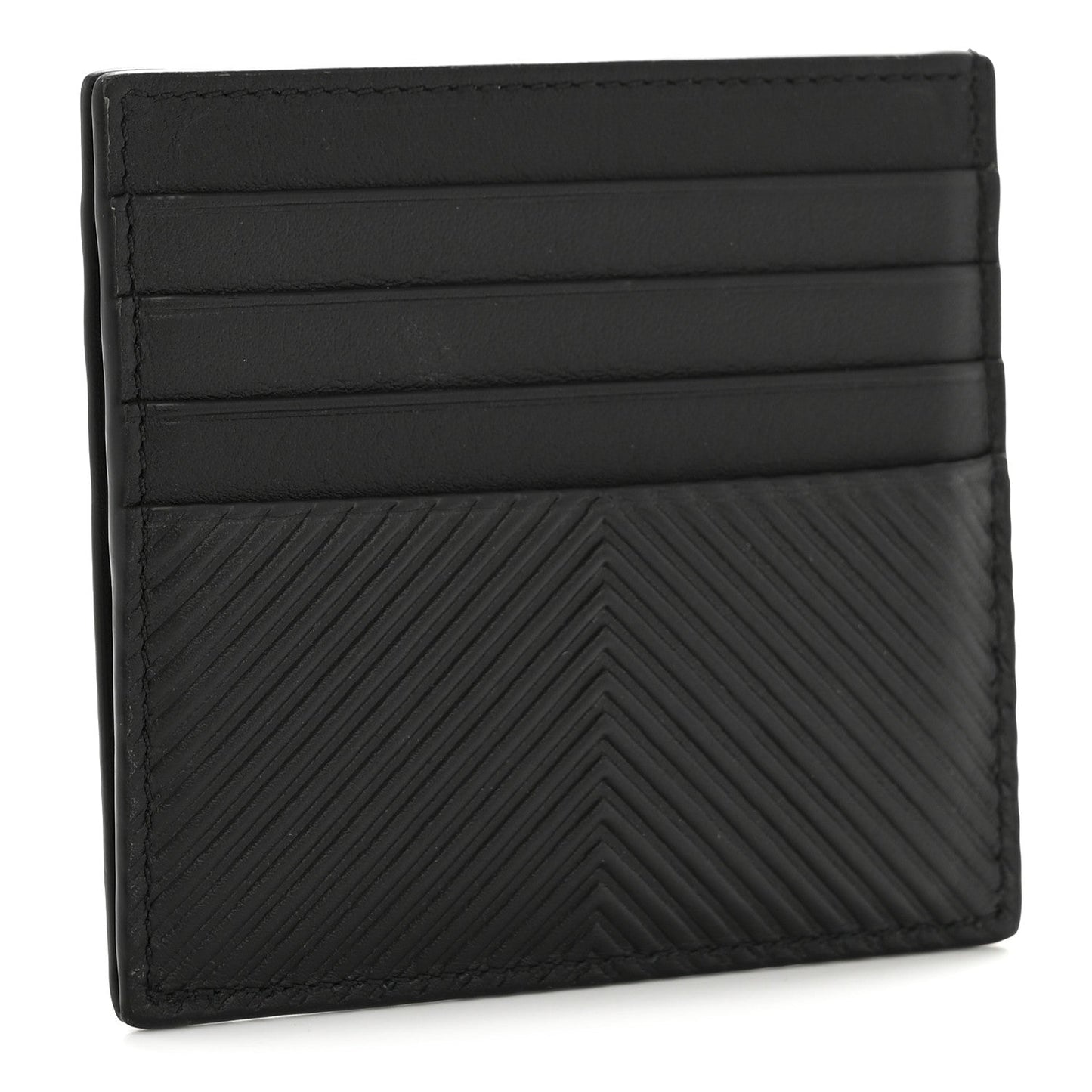Textured Calfskin Plain Cardholder Black