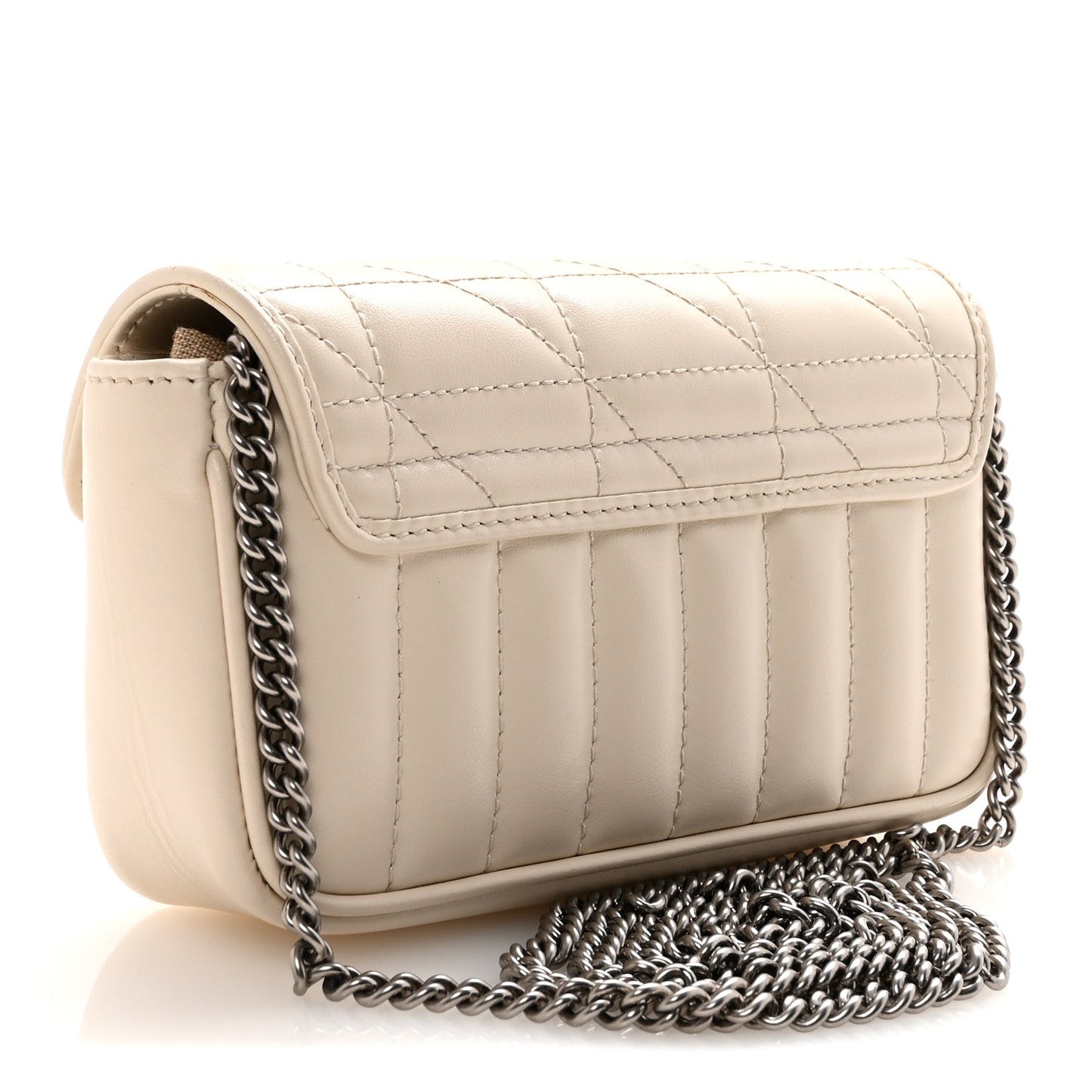 Calfskin Matelasse Aria Super Mini GG Marmont Shoulder Bag Mystic White