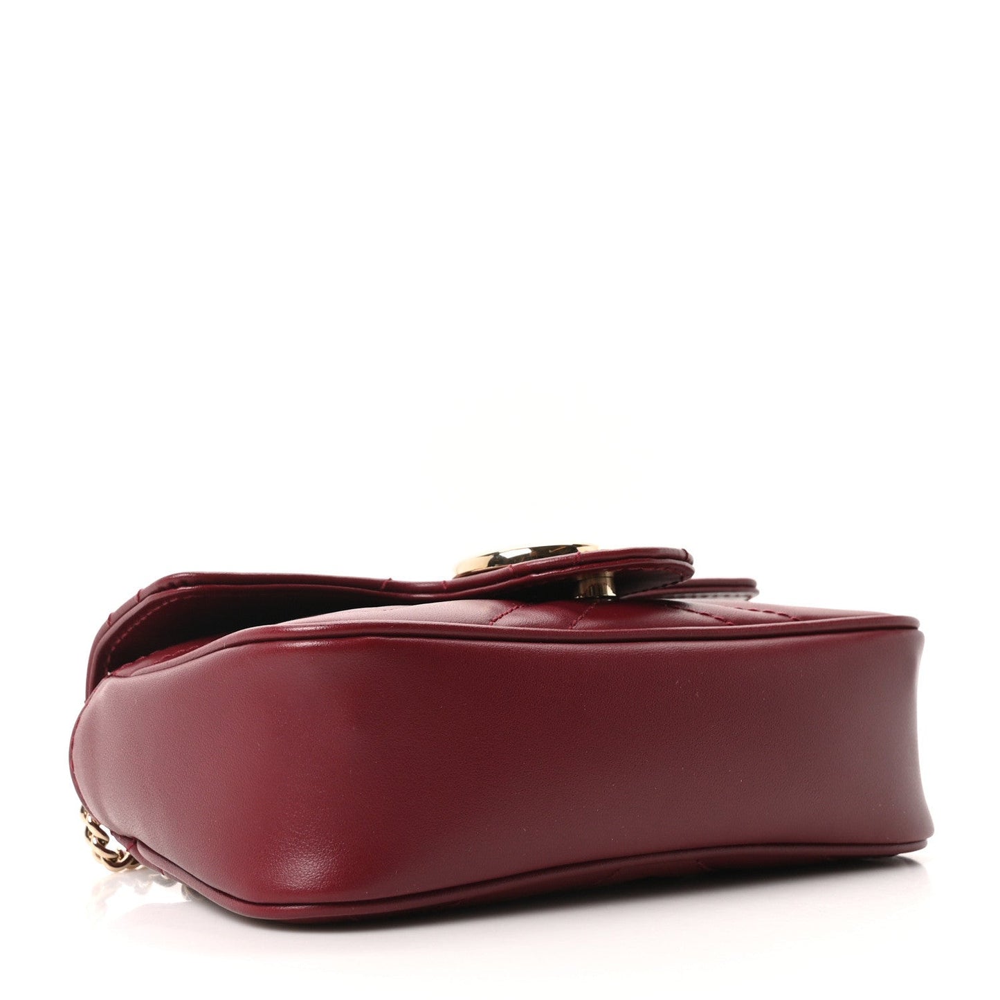 Calfskin Matelasse Super Mini GG Marmont Shoulder Bag Rosso Ancora