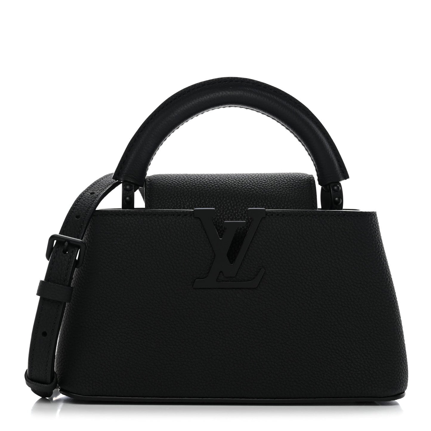 Matte Taurillon Capucines East West Mini All Black