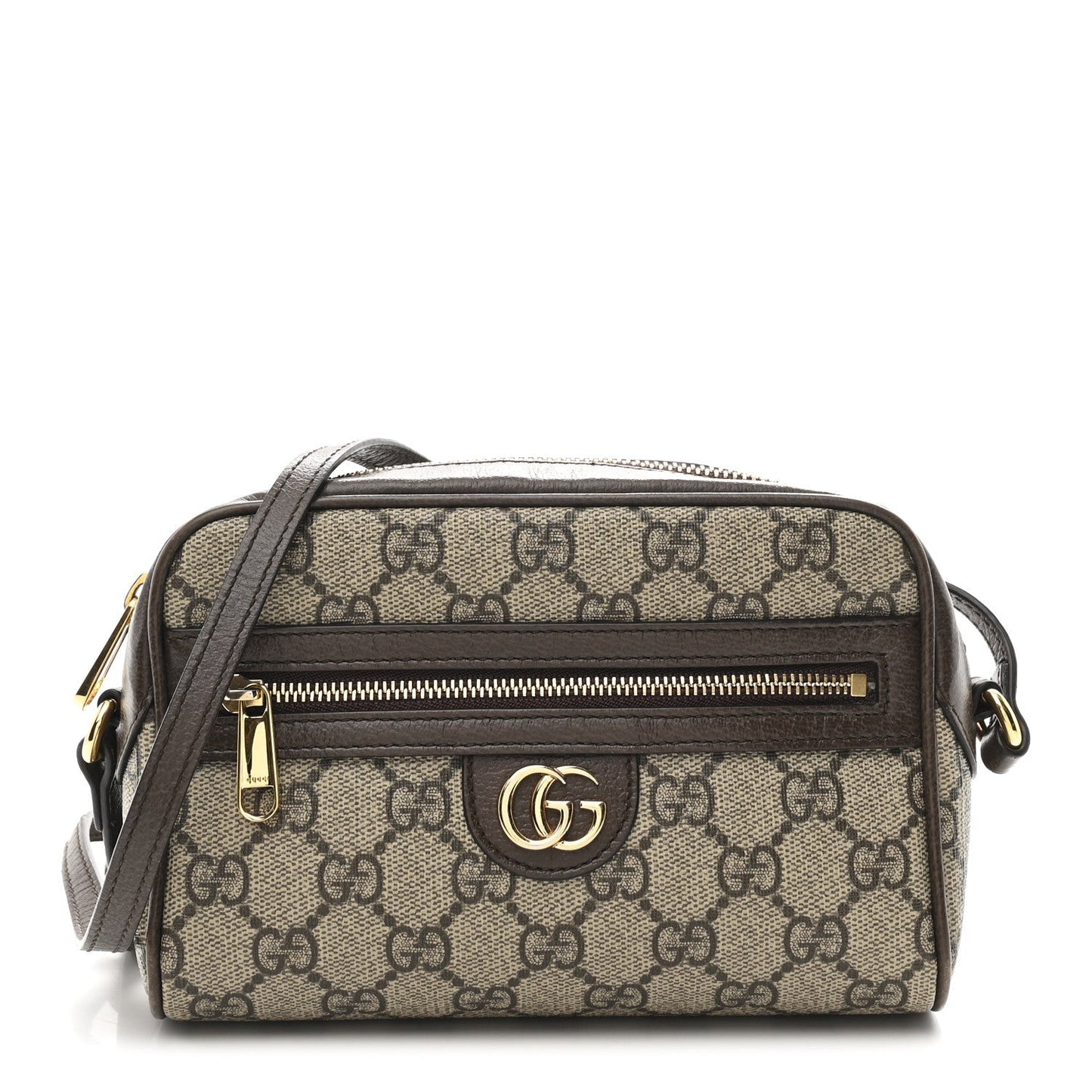GG Supreme Monogram Textured Calfskin Super Mini Ophidia Shoulder Bag Beige Ebony New Acero