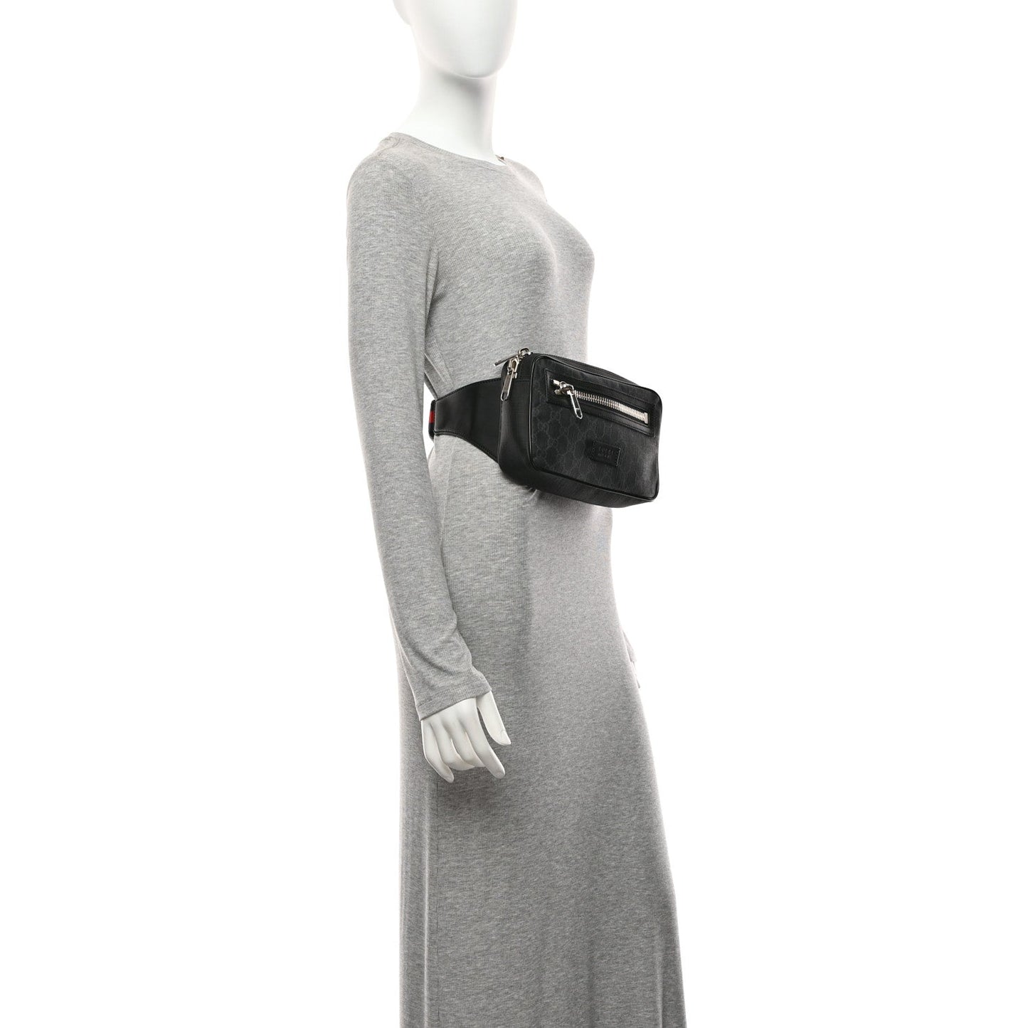 Soft GG Supreme Monogram Web Belt Bag Black Grey