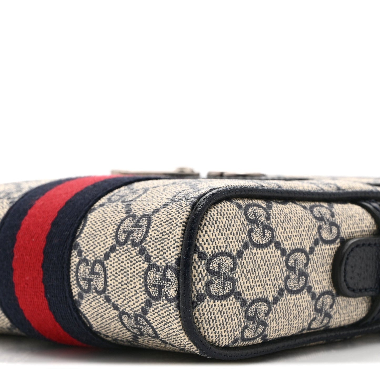 GG Supreme Monogram Textured Calfskin Web Mini Ophidia Messenger Beige Blue
