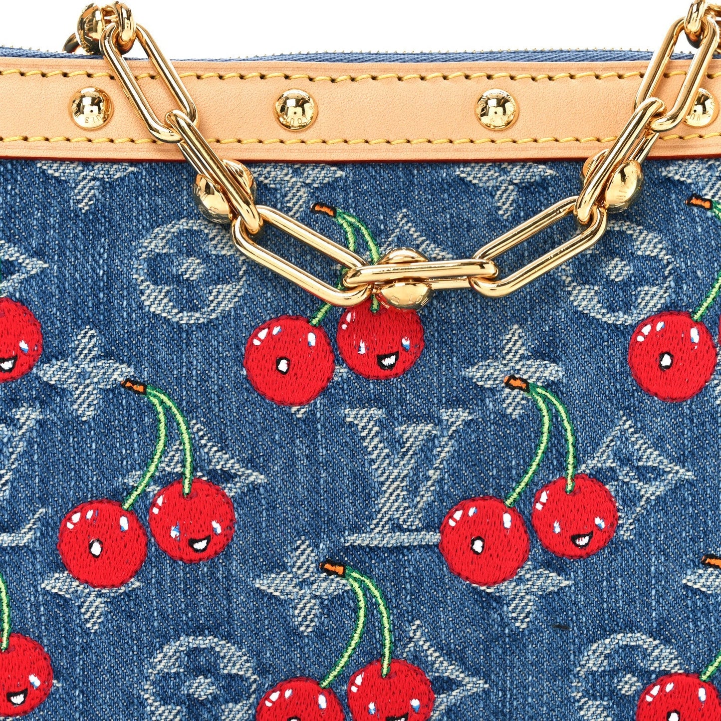 LV X TM Monogram Denim Cerises Pochette Accessories Blue