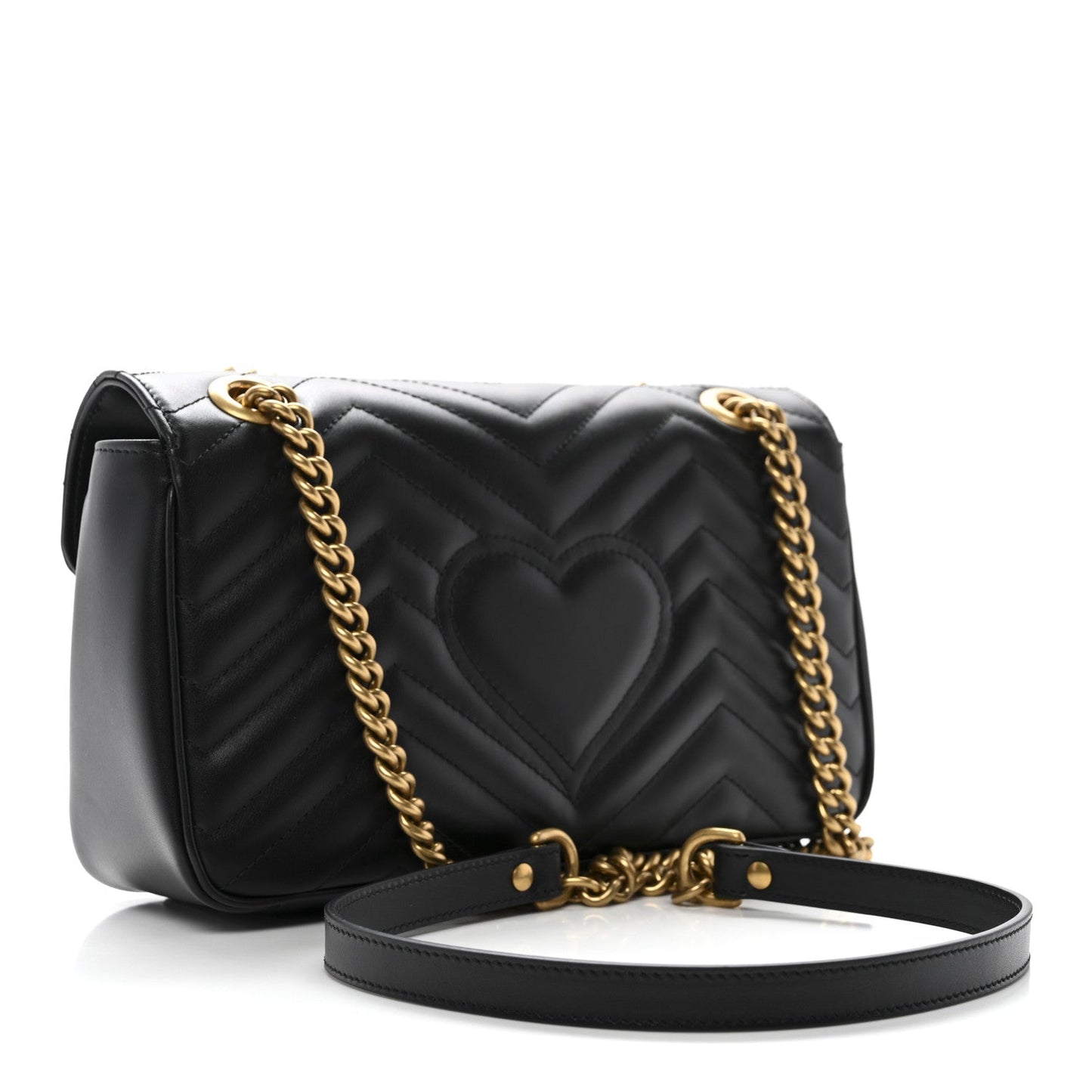 Calfskin Matelasse Small GG Marmont Shoulder Bag Black