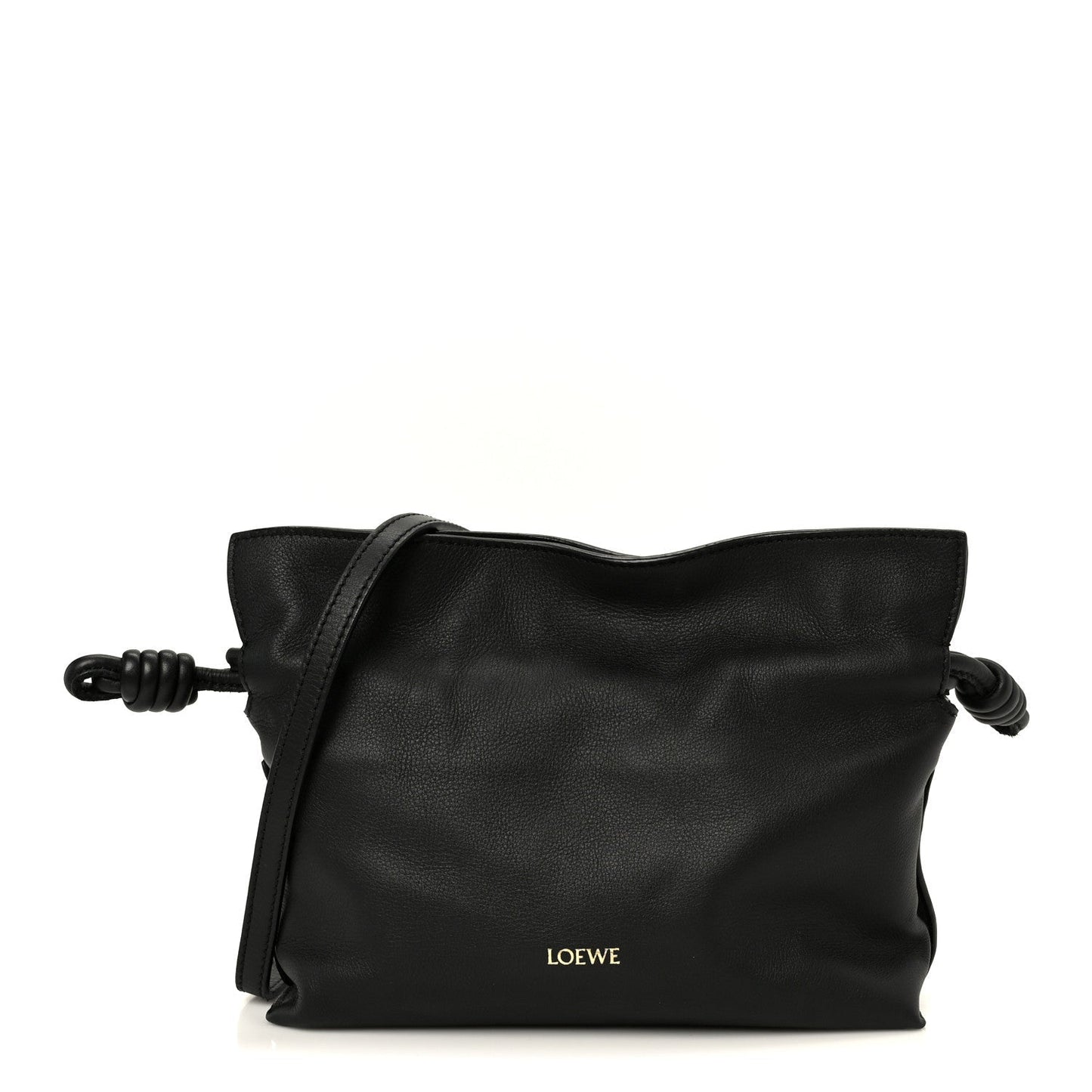 Calfskin Mini Flamenco Knot Clutch Black