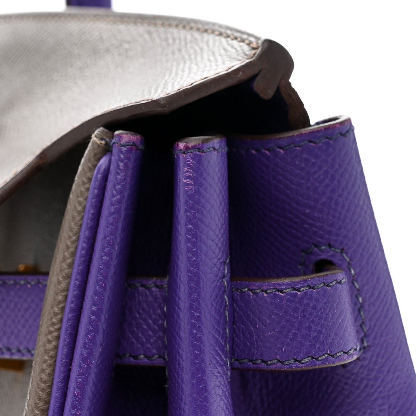 Epsom Bi-Color Horseshoe Birkin 35 Etain Crocus