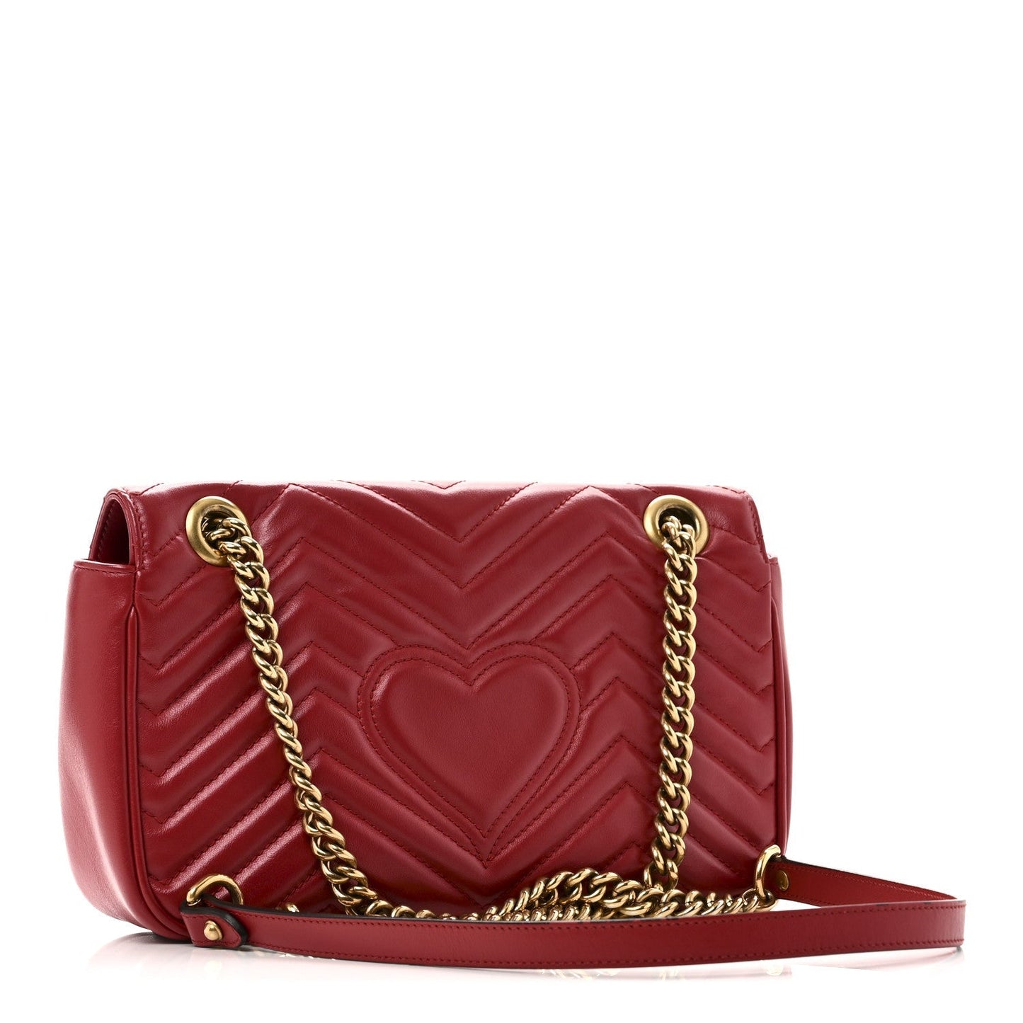 Calfskin Matelasse Small GG Marmont Shoulder Bag Hibiscus Red