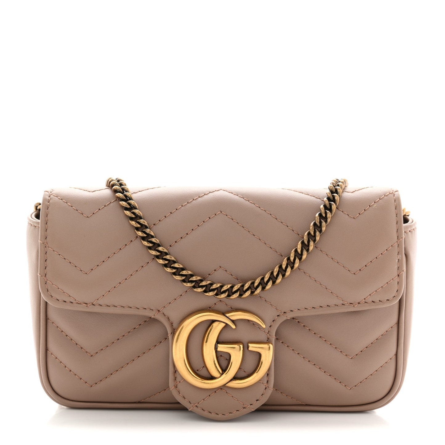 Calfskin Matelasse Super Mini GG Marmont Shoulder Bag Porcelain Rose