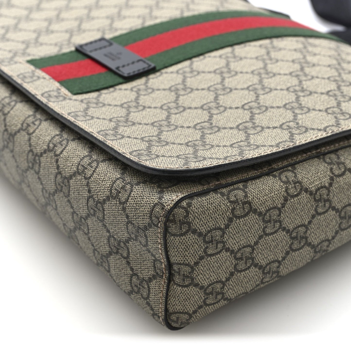 GG Supreme Monogram Web Flap Messenger Bag Black