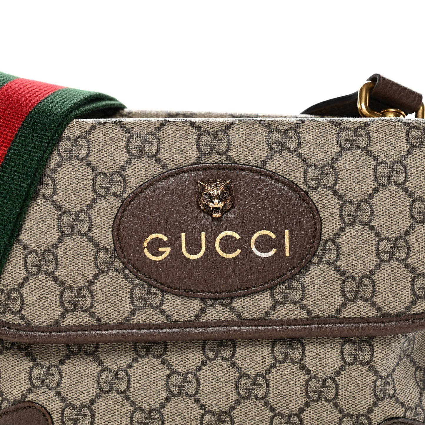 GG Supreme Monogram Web Small Neo Vintage Double Flap Messenger Bag Beige New Acero