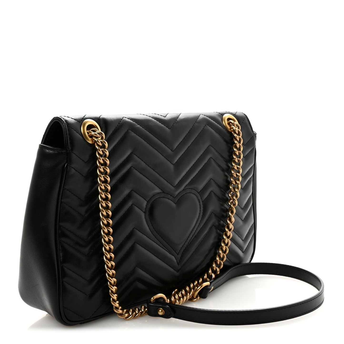 Calfskin Matelasse Medium GG Marmont Shoulder Bag Black