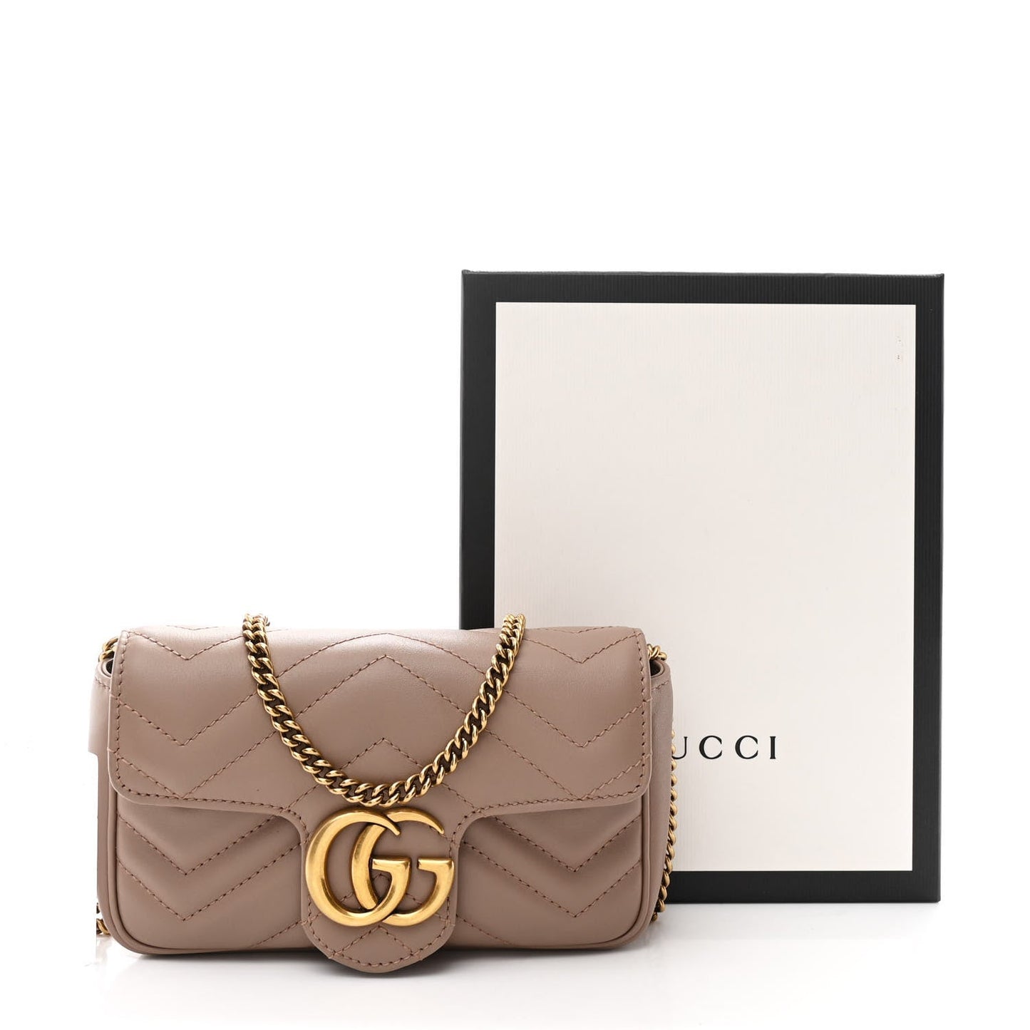 Calfskin Matelasse Super Mini GG Marmont Shoulder Bag Porcelain Rose