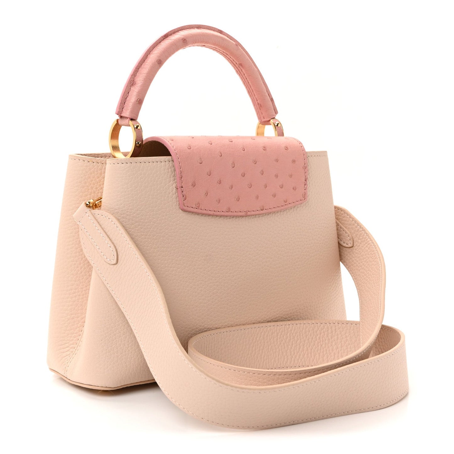 Taurillon Ostrich Capucines BB Powder Pink Beige