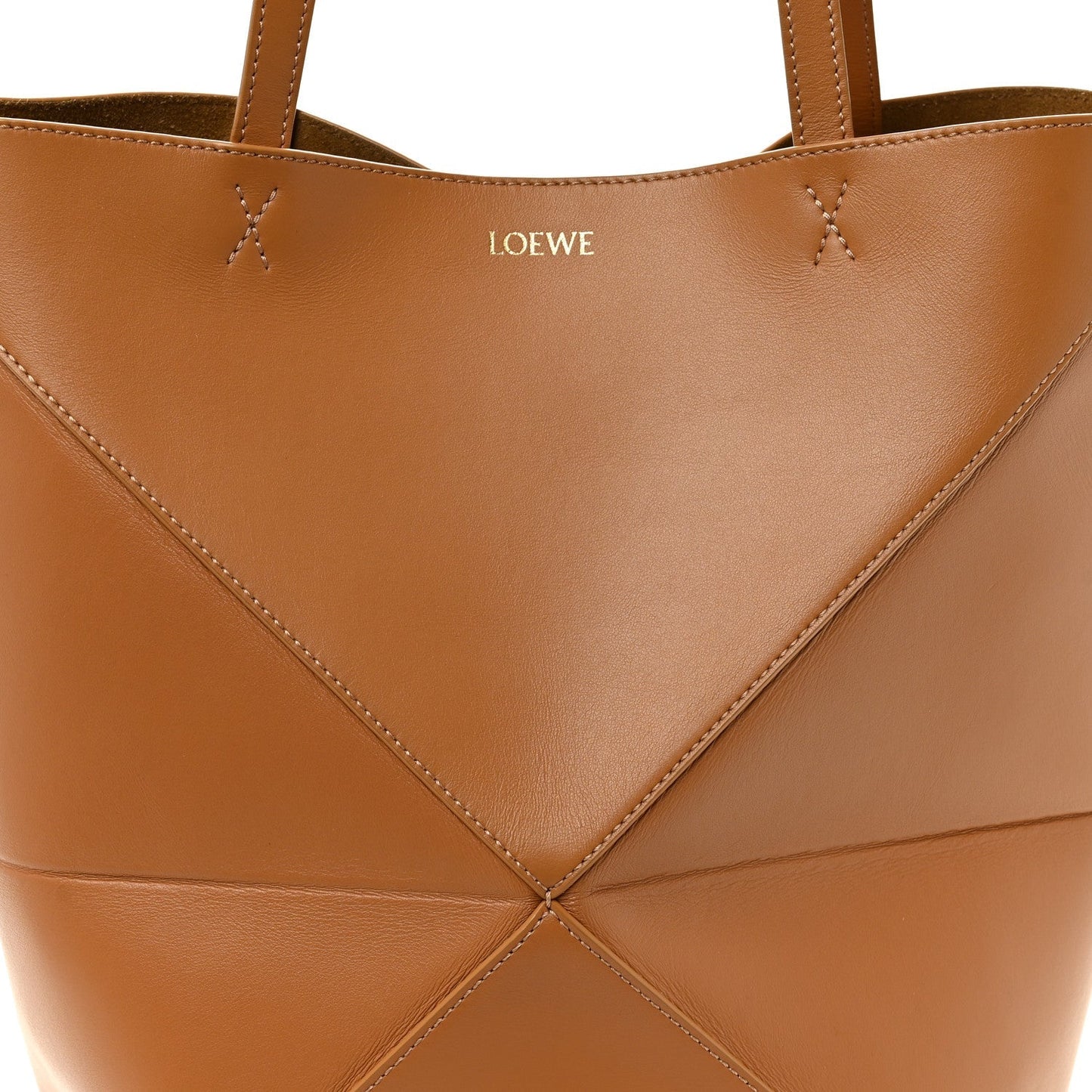 Shiny Calfskin Medium Puzzle Fold Tote Warm Desert