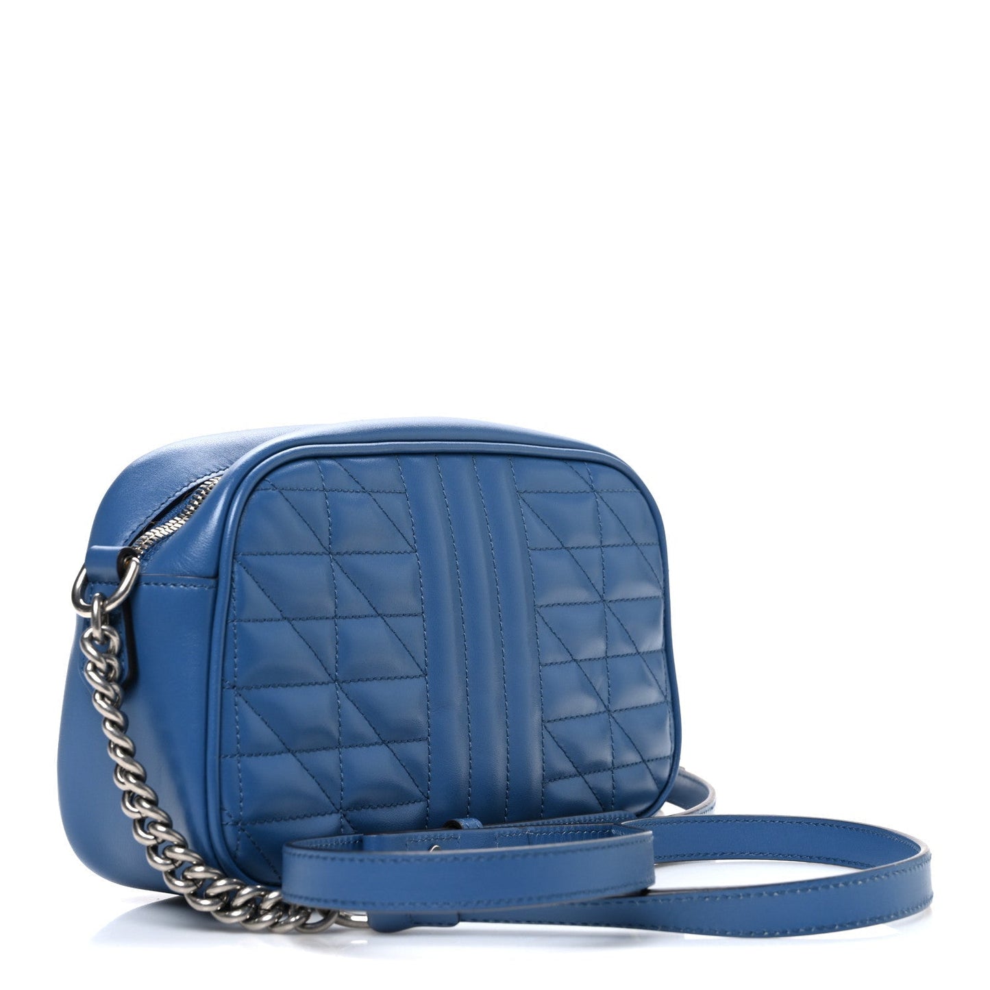 Calfskin Matelasse Aria Small GG Marmont Chain Shoulder Bag Clear Blue