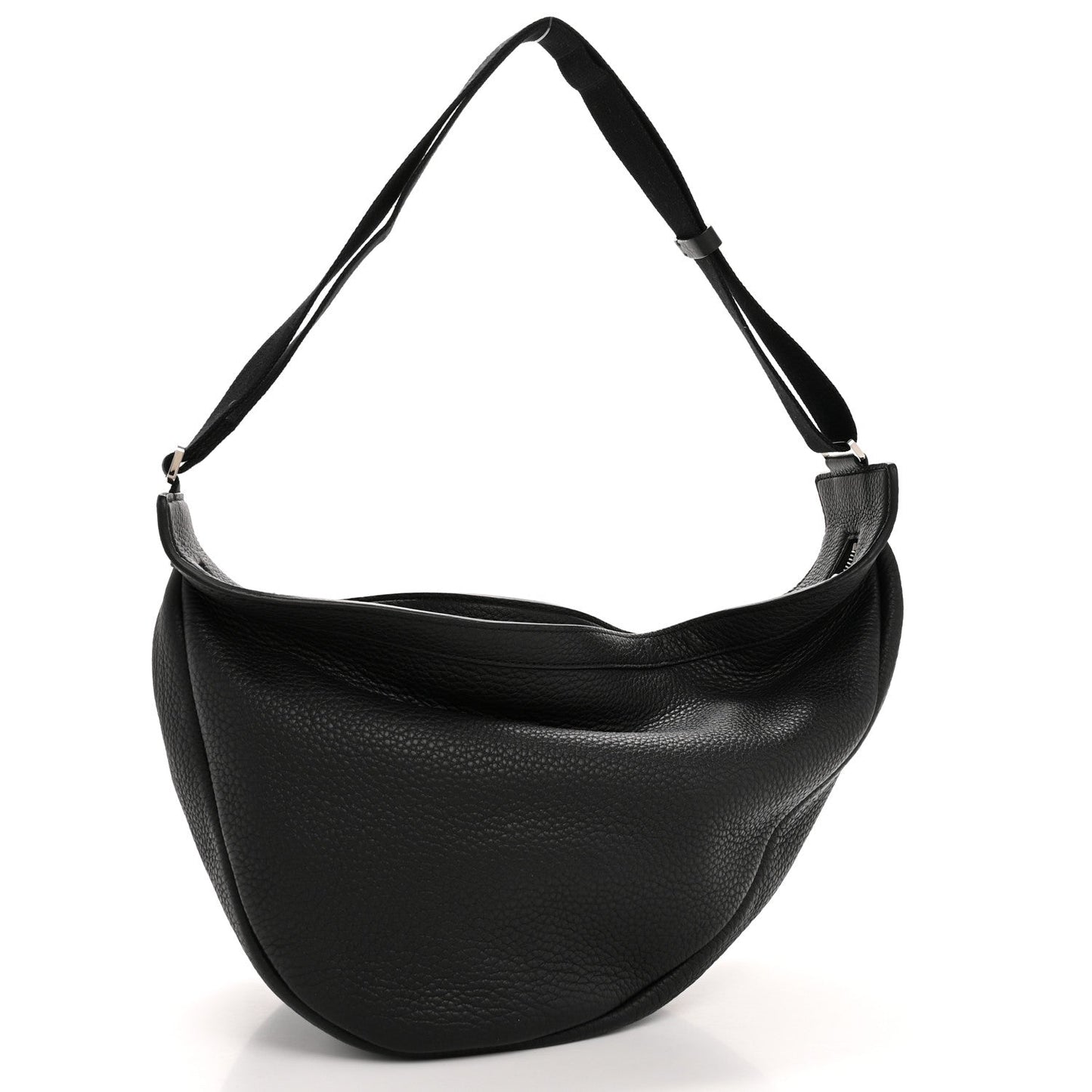 Grained Calfskin Large Slouchy Banana Bag Black