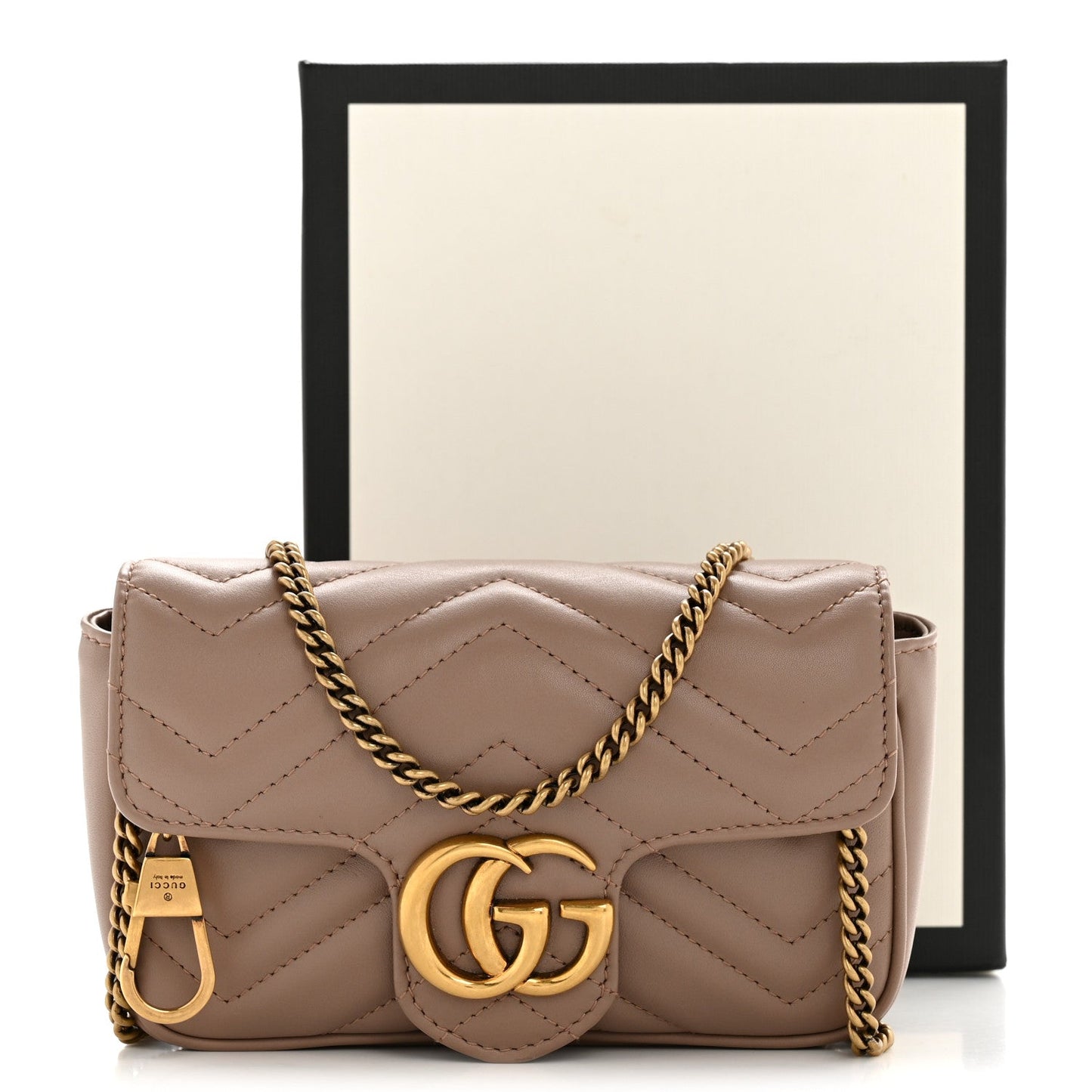 Calfskin Matelasse Super Mini GG Marmont Shoulder Bag Porcelain Rose
