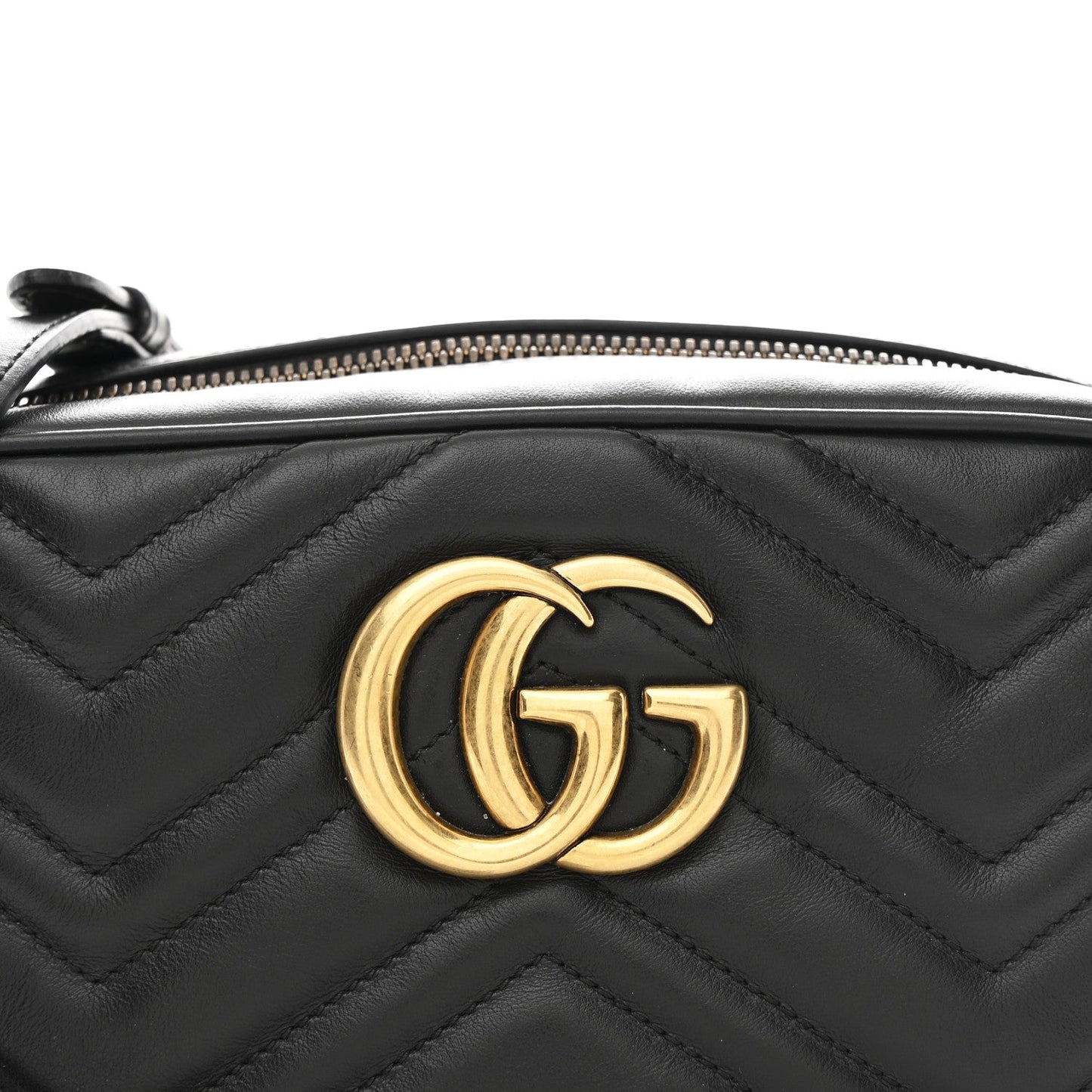 Calfskin Matelasse Small GG Marmont Chain Shoulder Bag Black